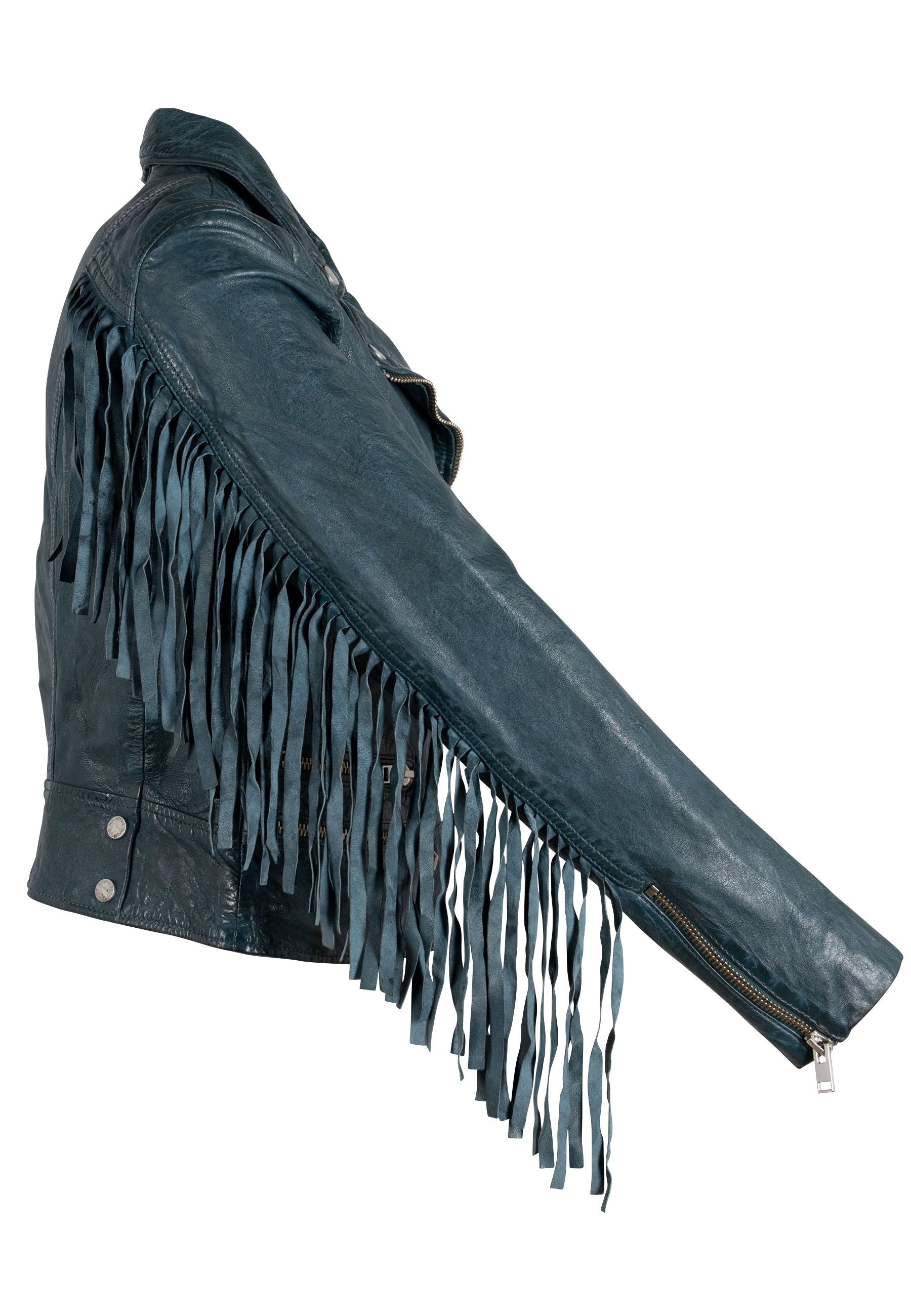 Zoe Fringed Leather Moto Jacket