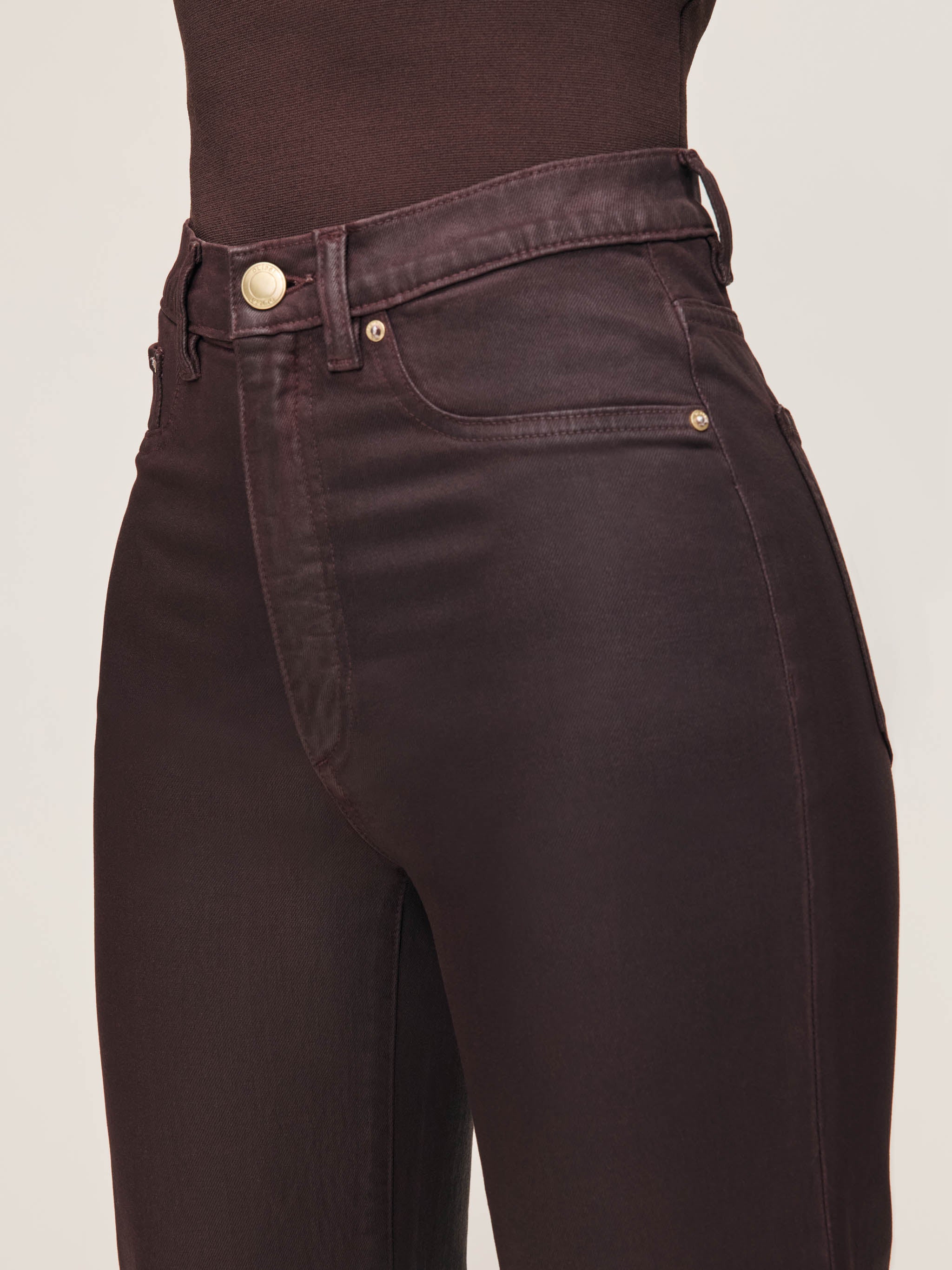 Karmine Refined Wide Leg High Rise Jeans - Fig Coated