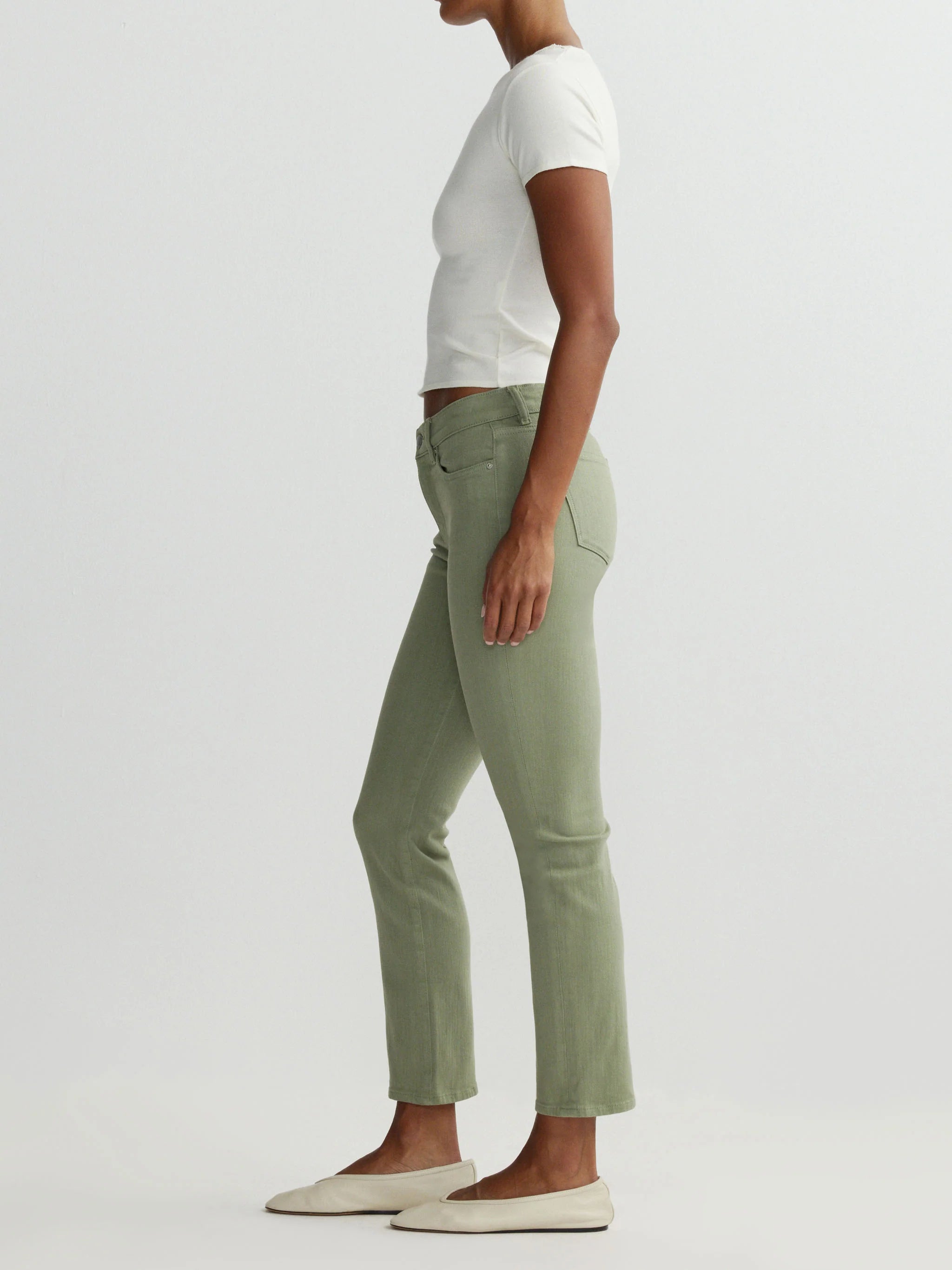 DL1961 Mara Straight Mid Rise Ankle Jeans - Supergreens