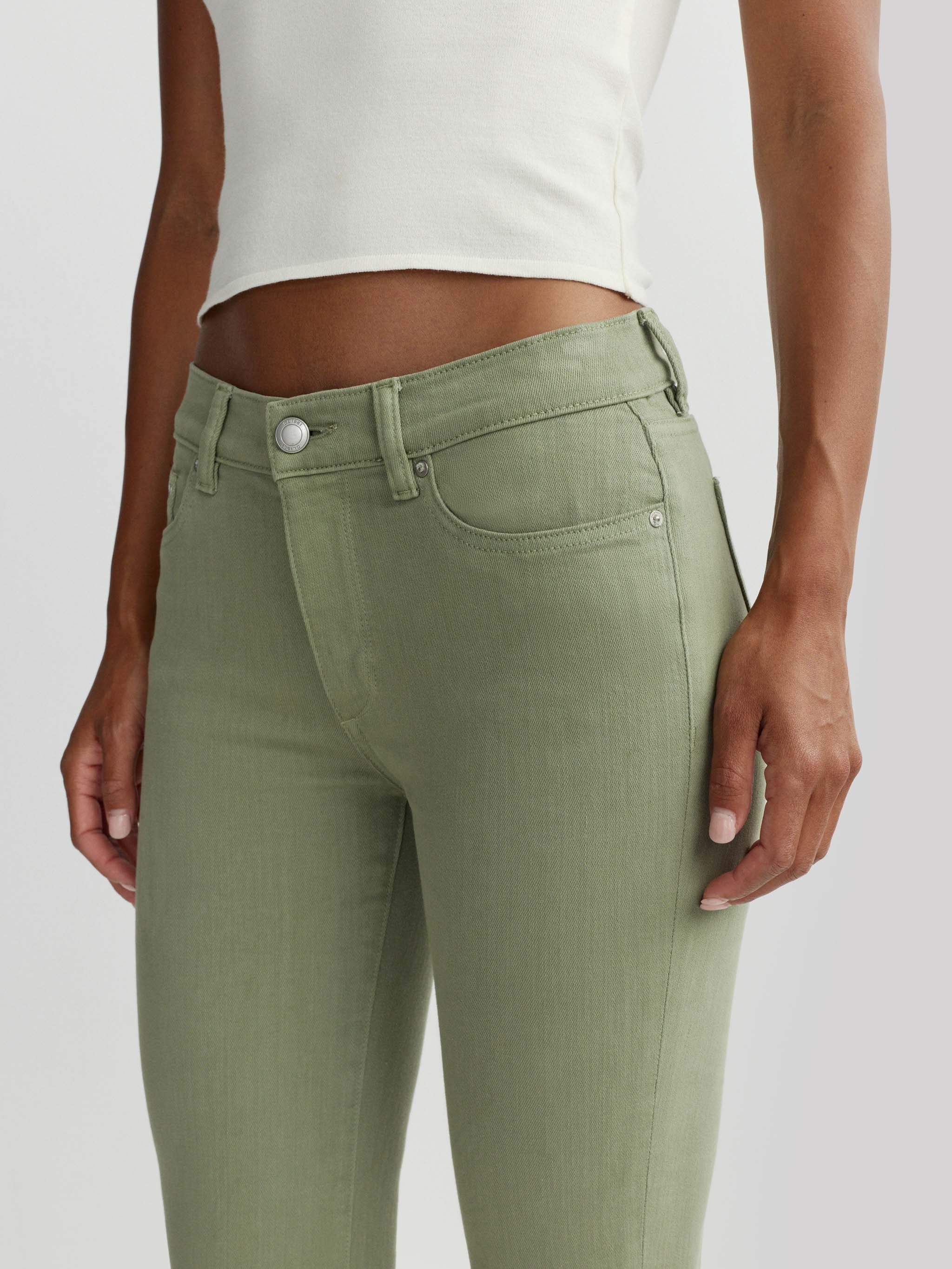 DL1961 Mara Straight Mid Rise Ankle Jeans - Supergreens