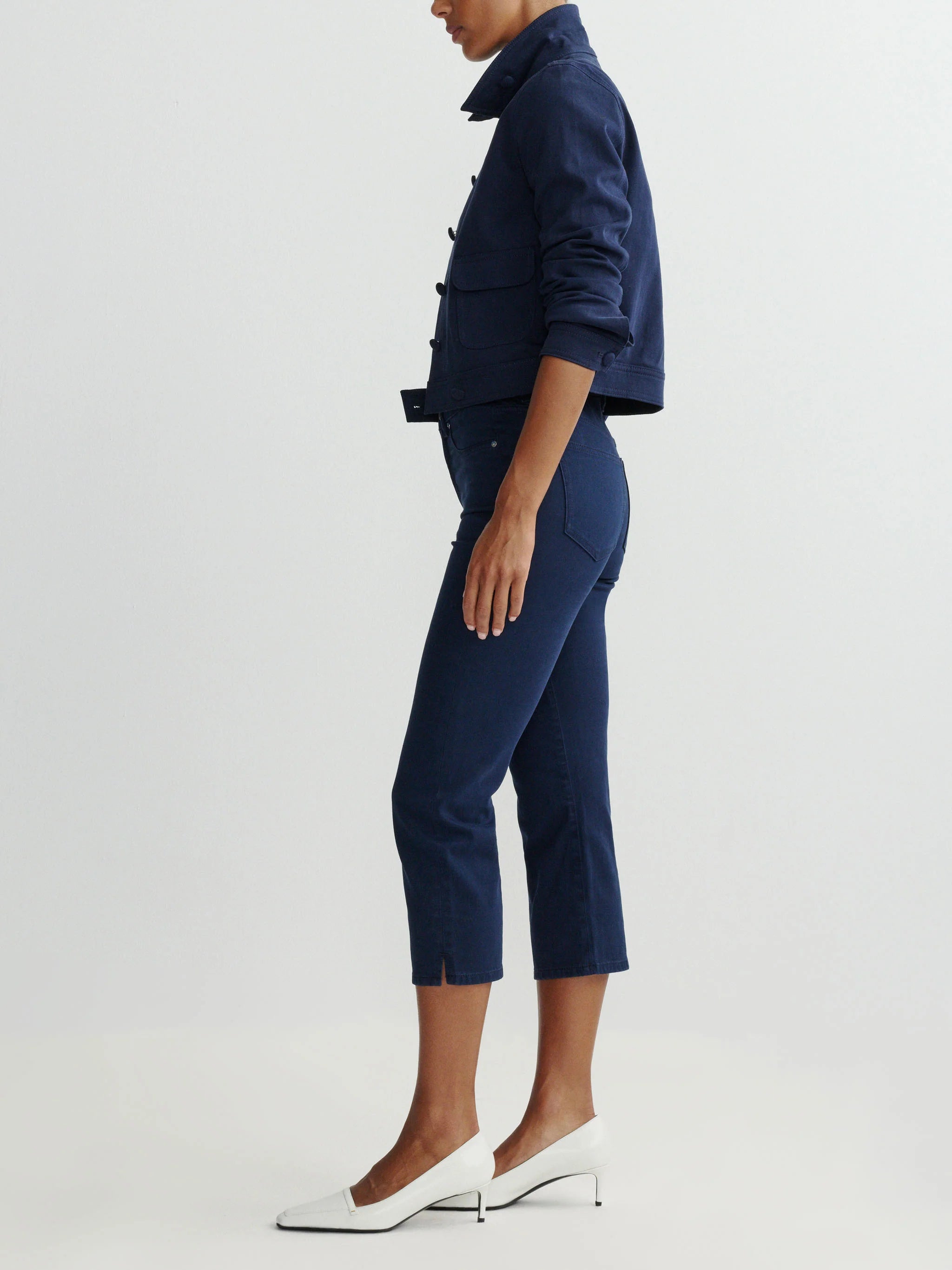 Kristy Capri High Rise Twill Jeans - Bright Navy