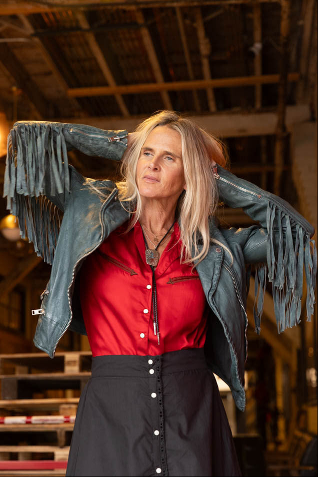 Zoe Fringed Leather Moto Jacket
