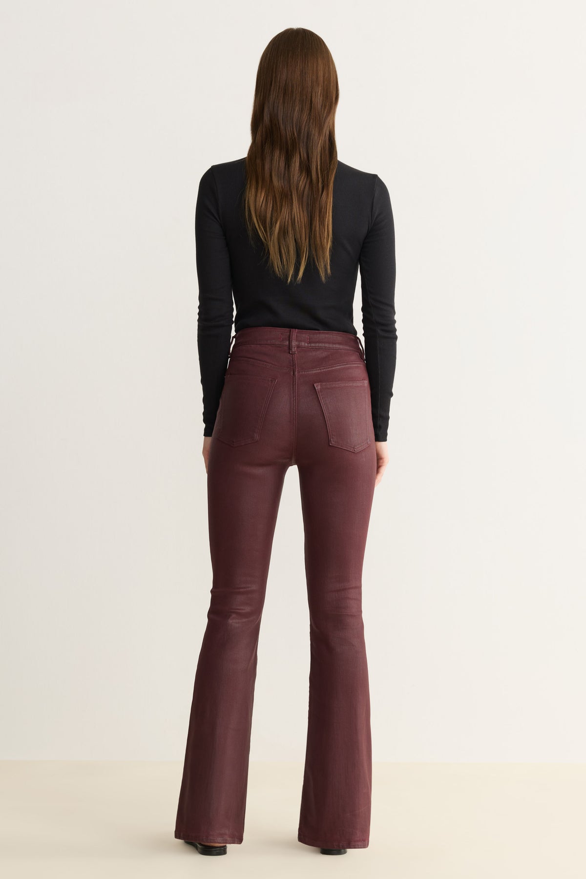 NAO Stretch High Rise Bootcut - Coated Oxblood