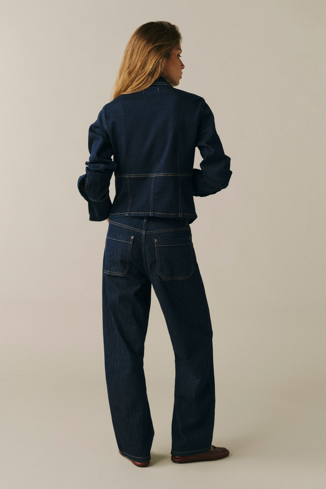 Warp+Weft BNA Soft Curve Barrel Jeans - Indigo Pinstripe