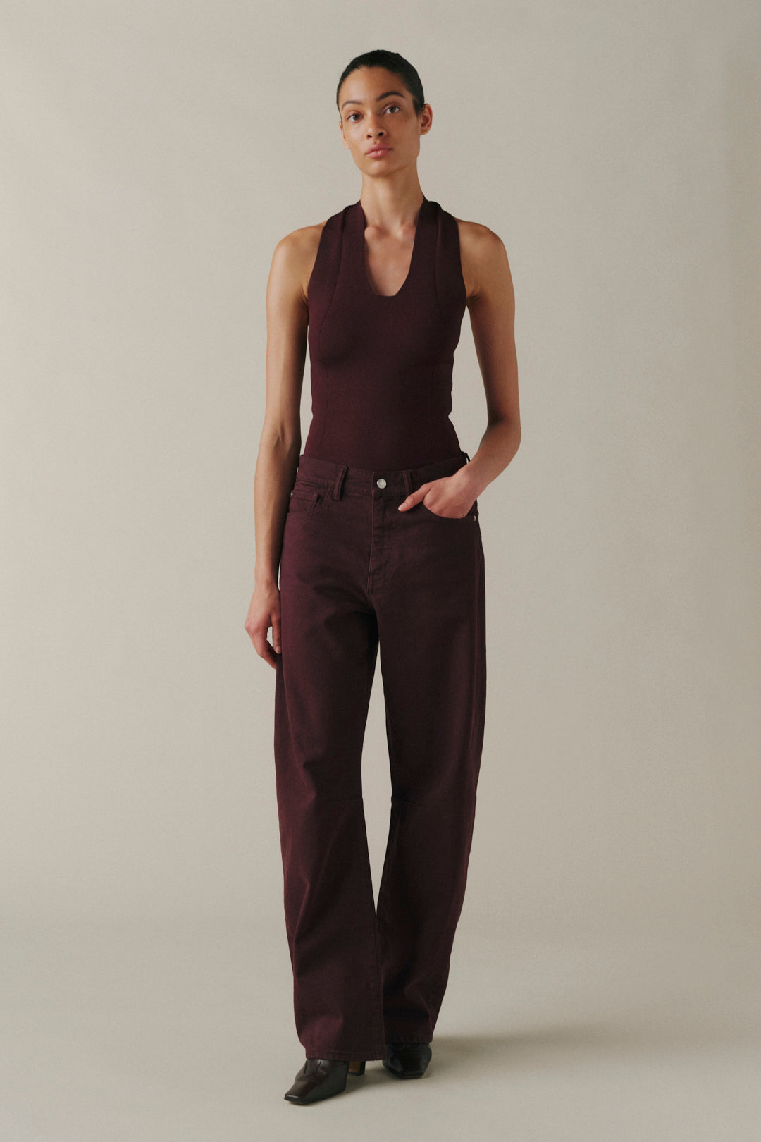 Warp+Weft BNA Soft Curve Barrel Jeans - Garnet
