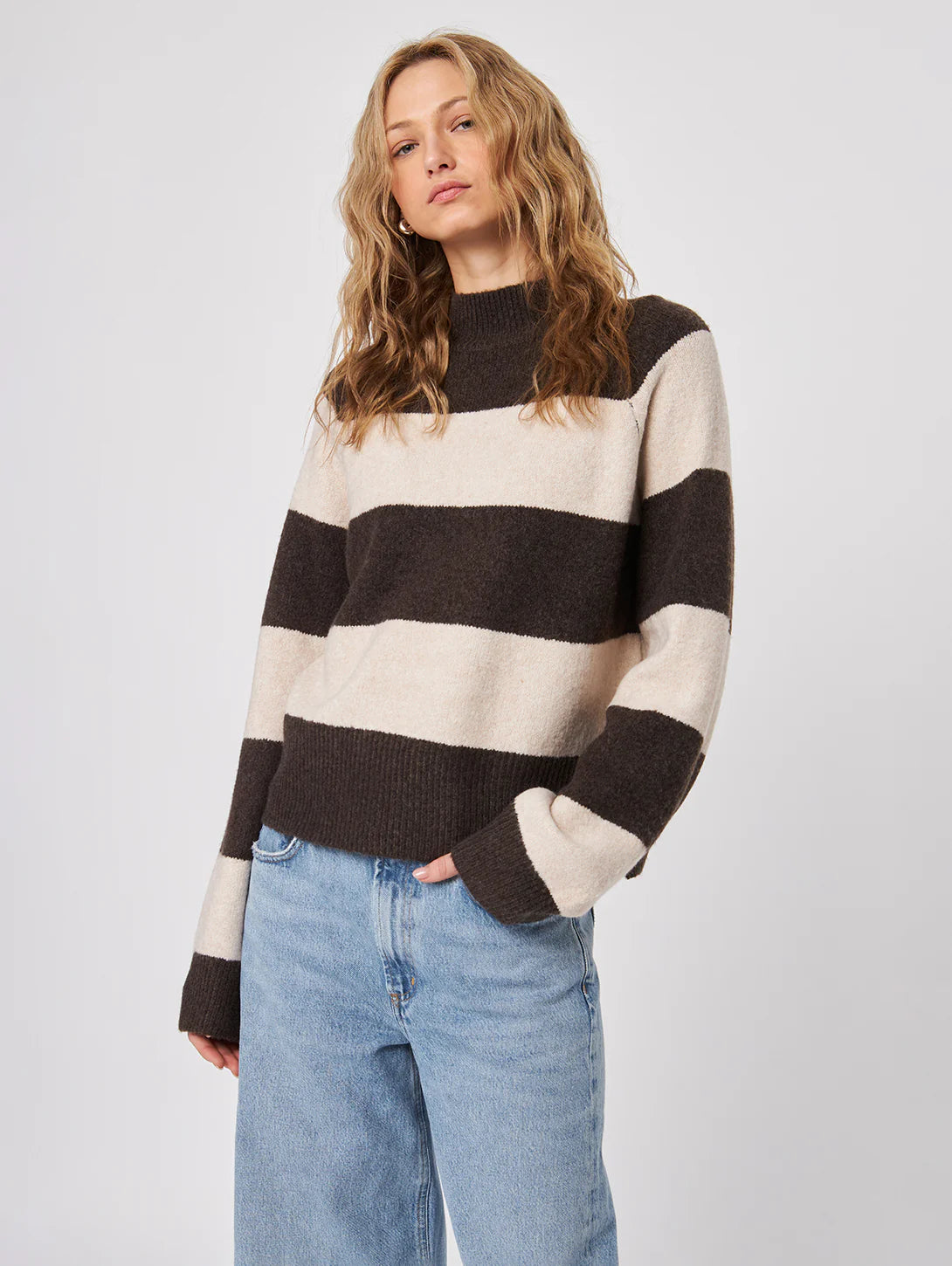 Edison Striped Sweater - Iced Mocha