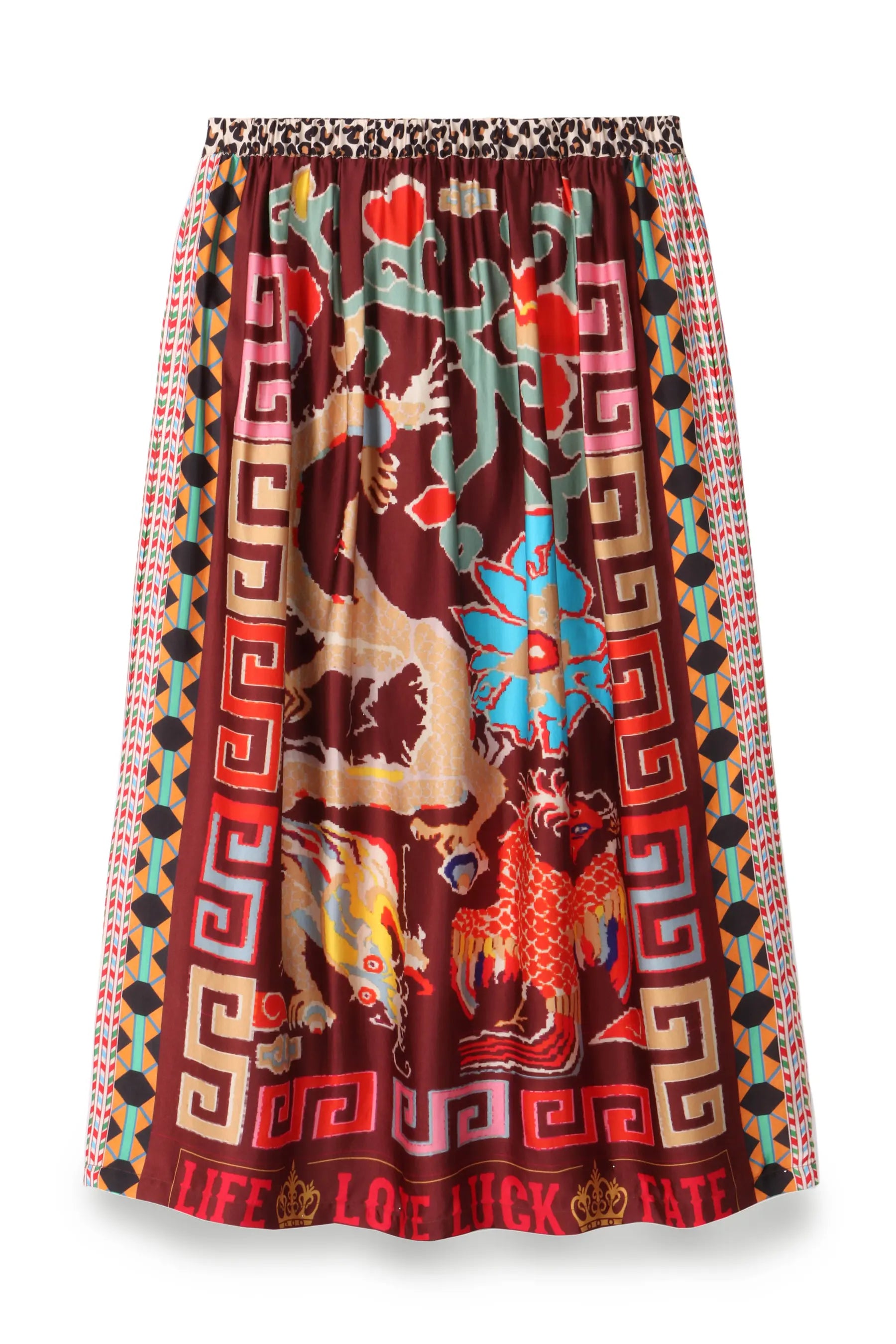Rosalee Dragon Print Midi Skirt