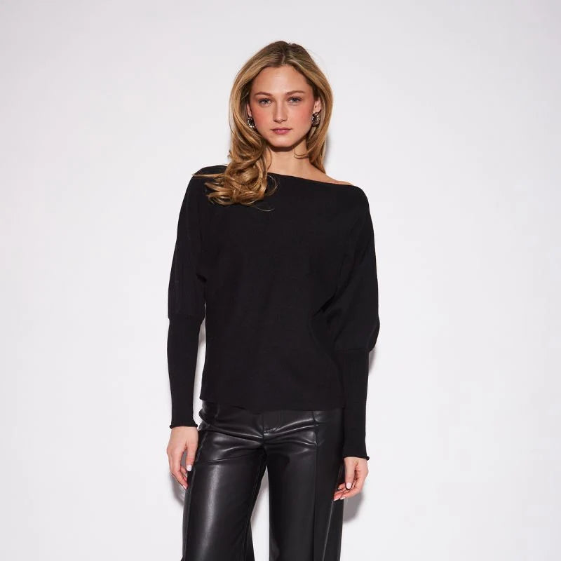 JOHN + JENN Jasper Knit Top - Caviar