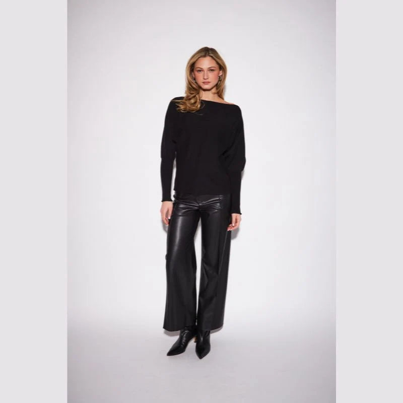 JOHN + JENN Jasper Knit Top - Caviar