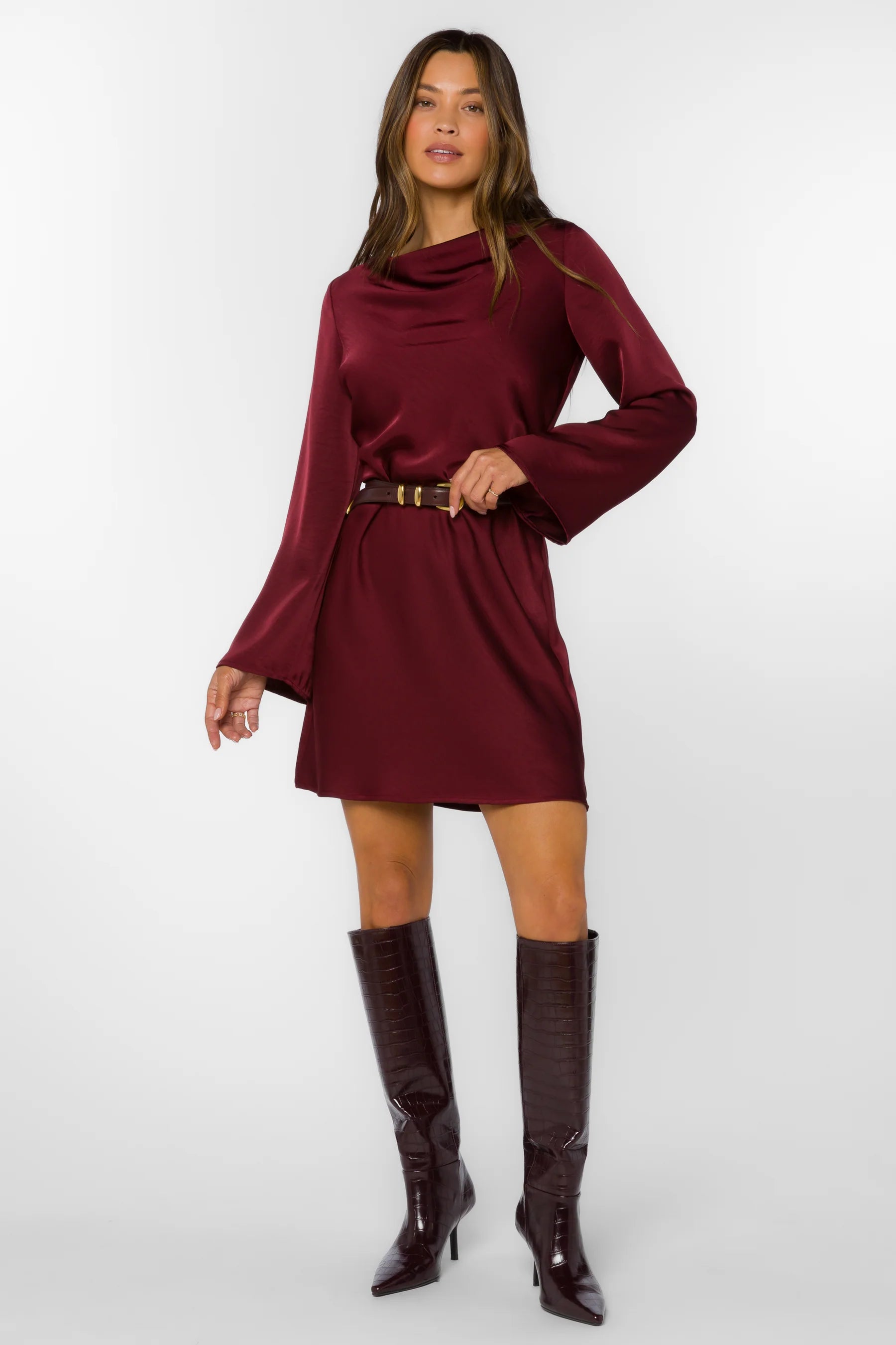 Mariko Mini Dress - Deep Maroon