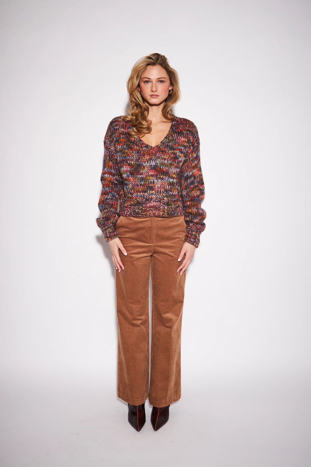 JOHN + JENN Rita V-Neck Sweater - Fall Foliage