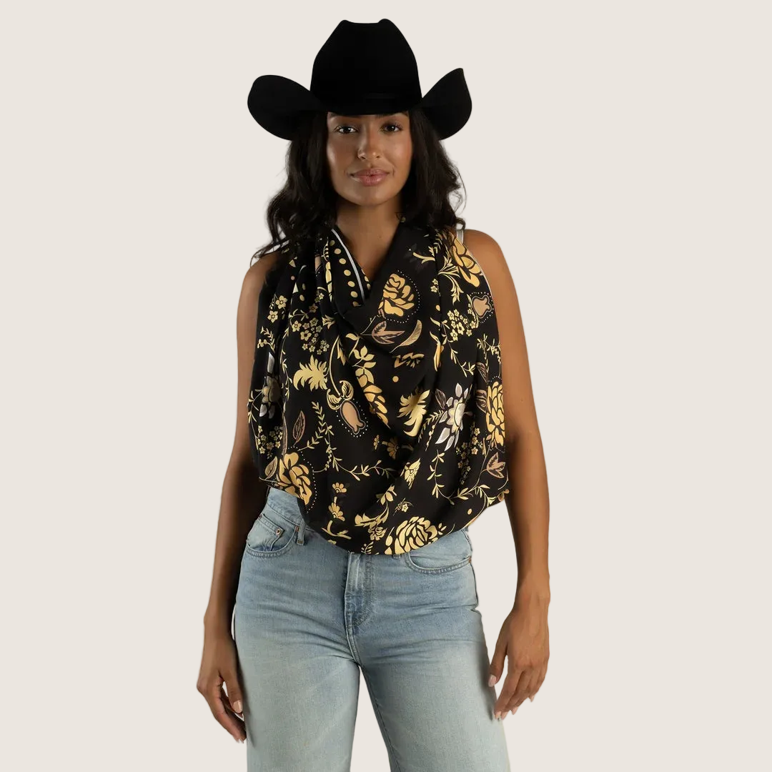 Sendero Black Floral Bandana Scarf