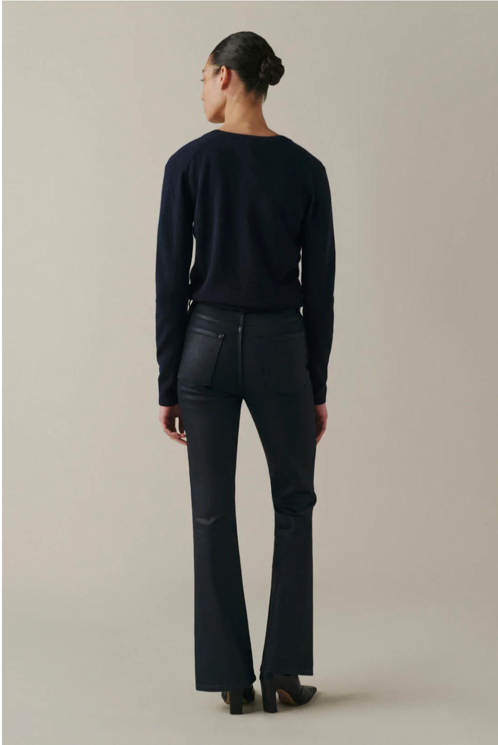 Warp + Weft Austin Stretch Coated Bootcut Jeans - Coated Knight