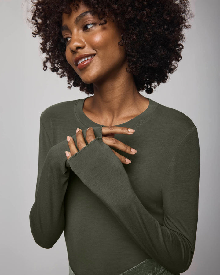 Bamboo Long Sleeve Tee - Green Spruce