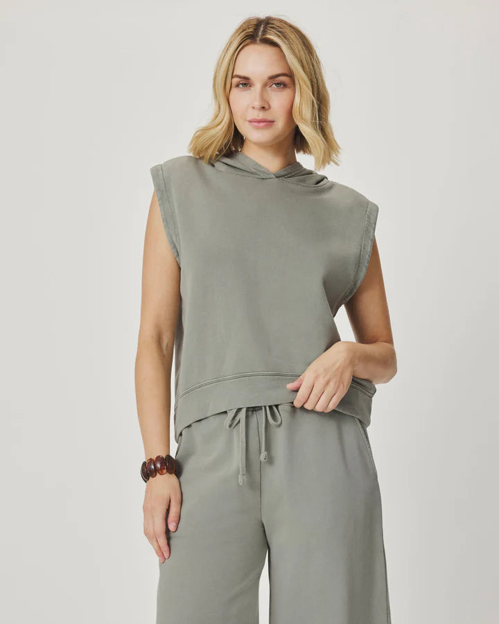 Splendid Greta Sleeveless Hoodie - Eucalyptus