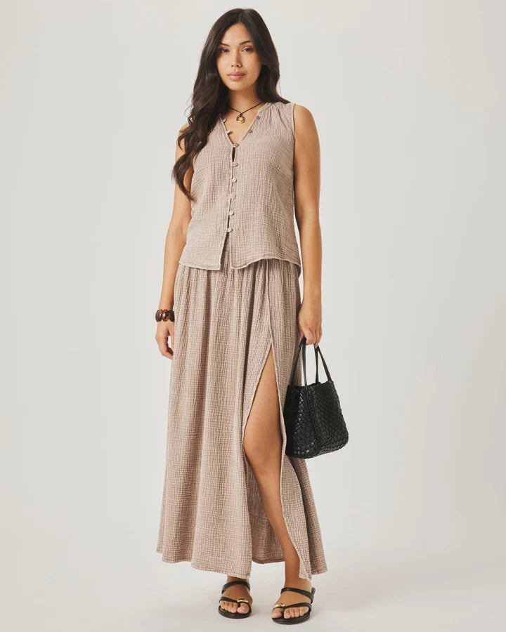 Splendid Ava Gauze Maxi Skirt - Light Wicker