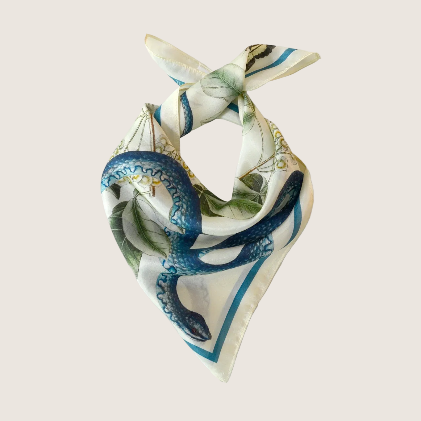 Blue Snake 100% Silk Scarf