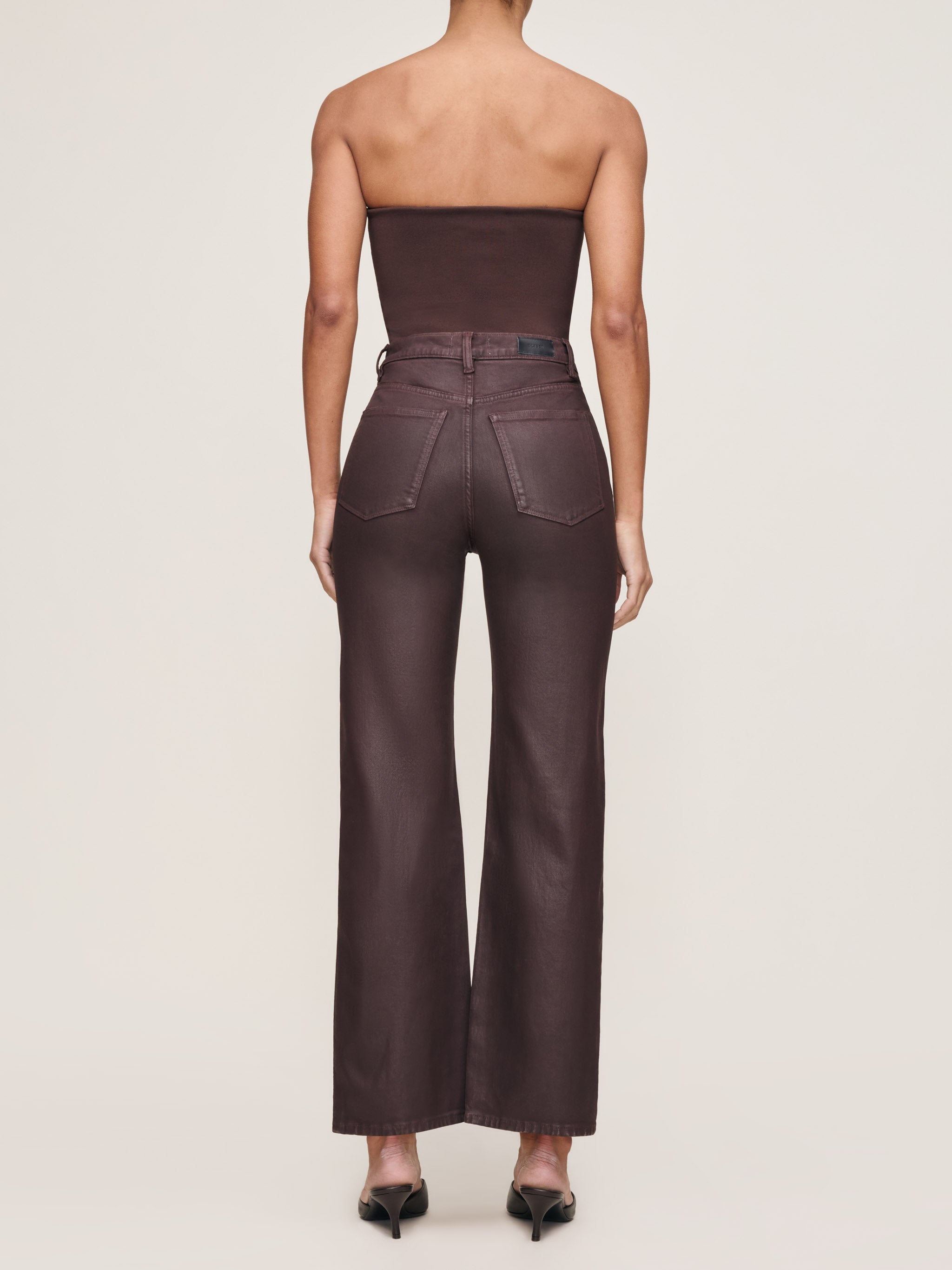 Karmine Refined Wide Leg High Rise Jeans - Fig Coated