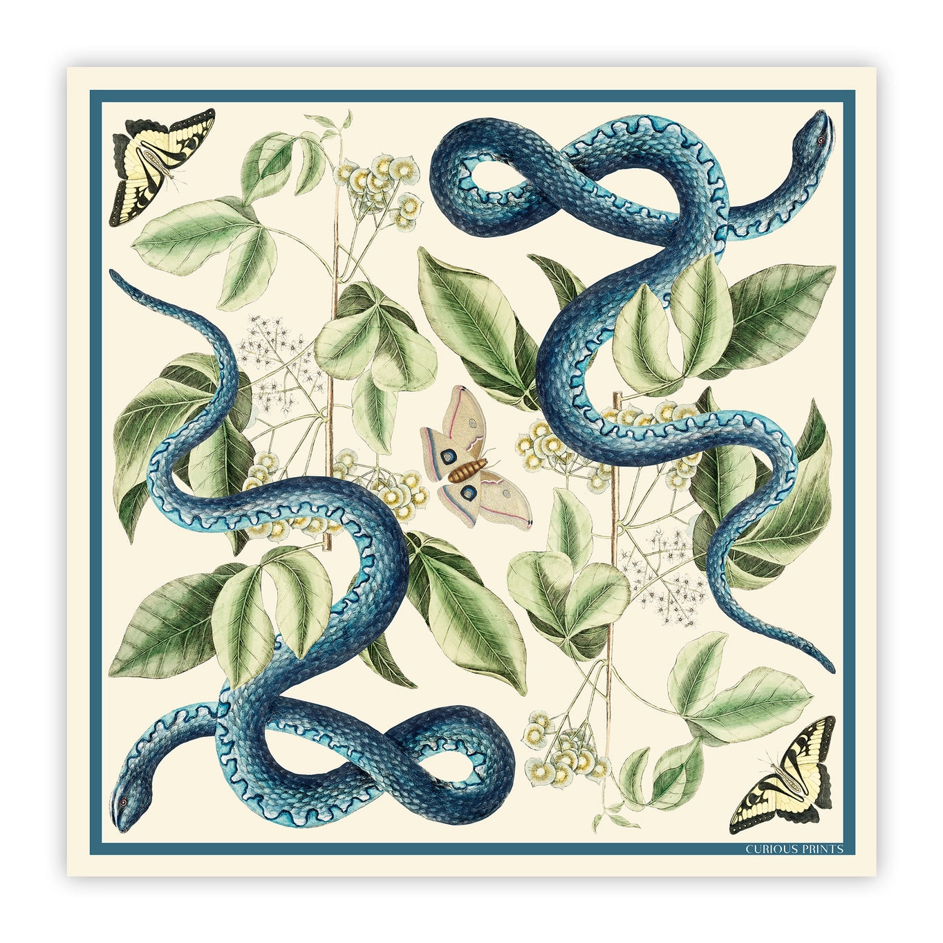 Blue Snake Silk Scarf