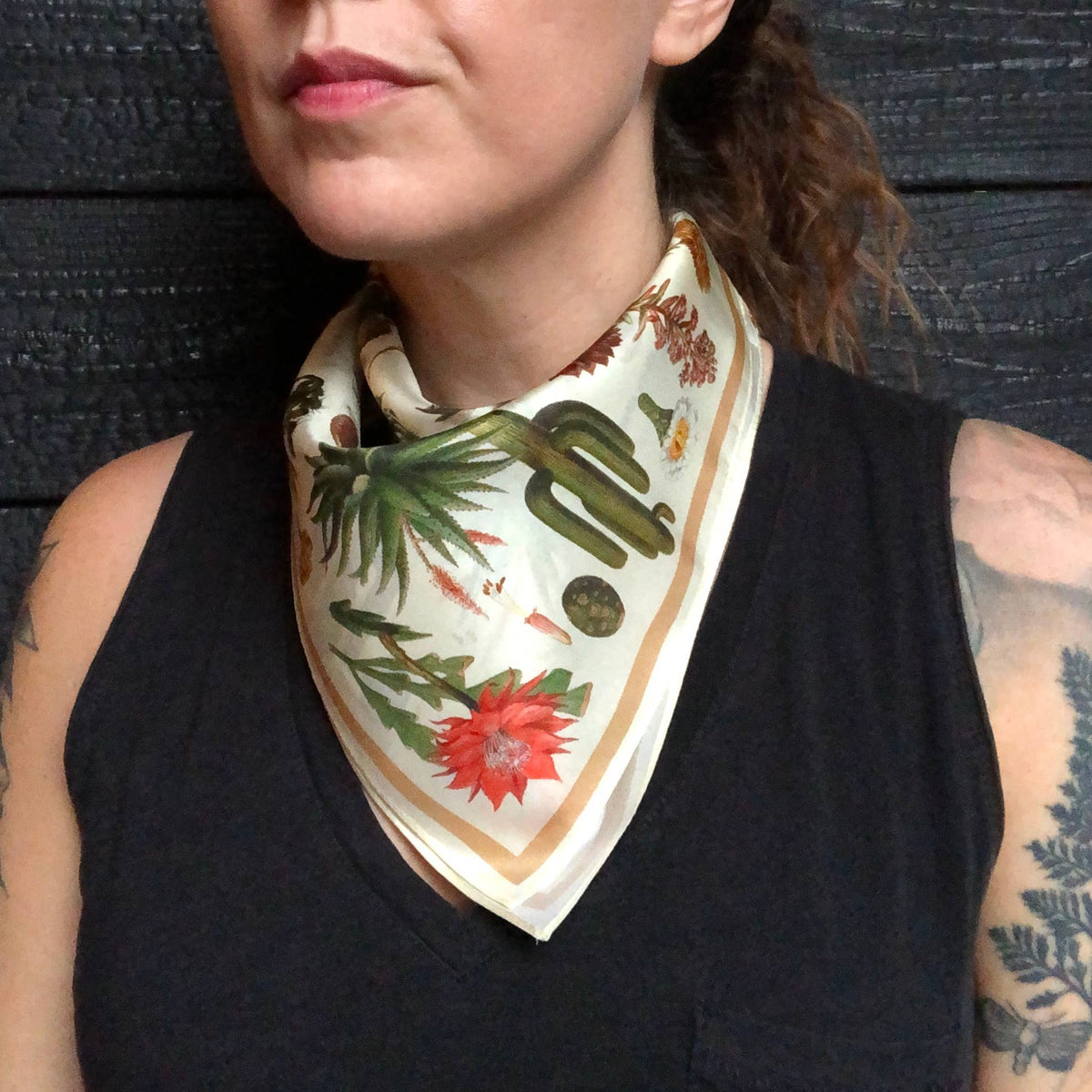 Botanical Cactus 100% Silk Scarf