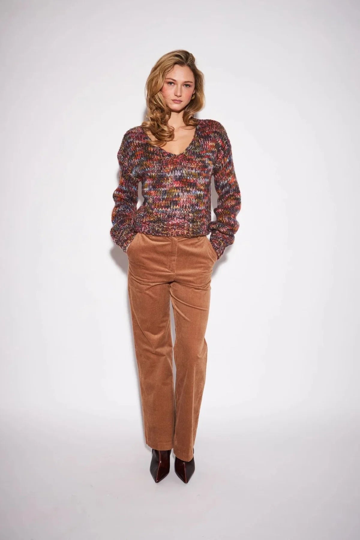 JOHN + JENN Rita V-Neck Sweater - Fall Foliage