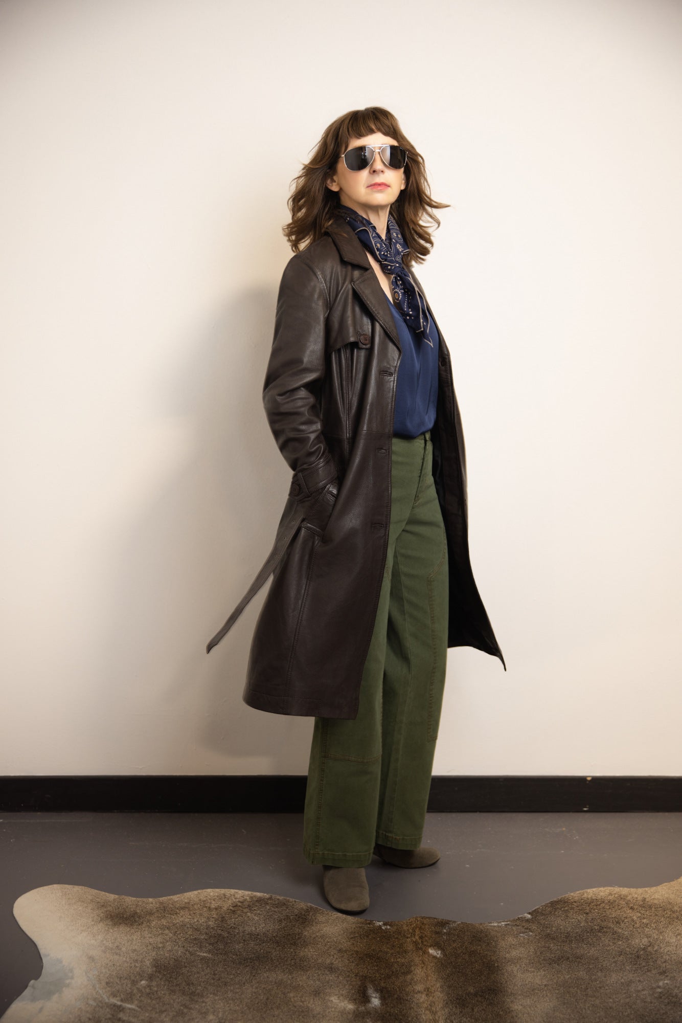 Leah Classic Leather Trench Coat