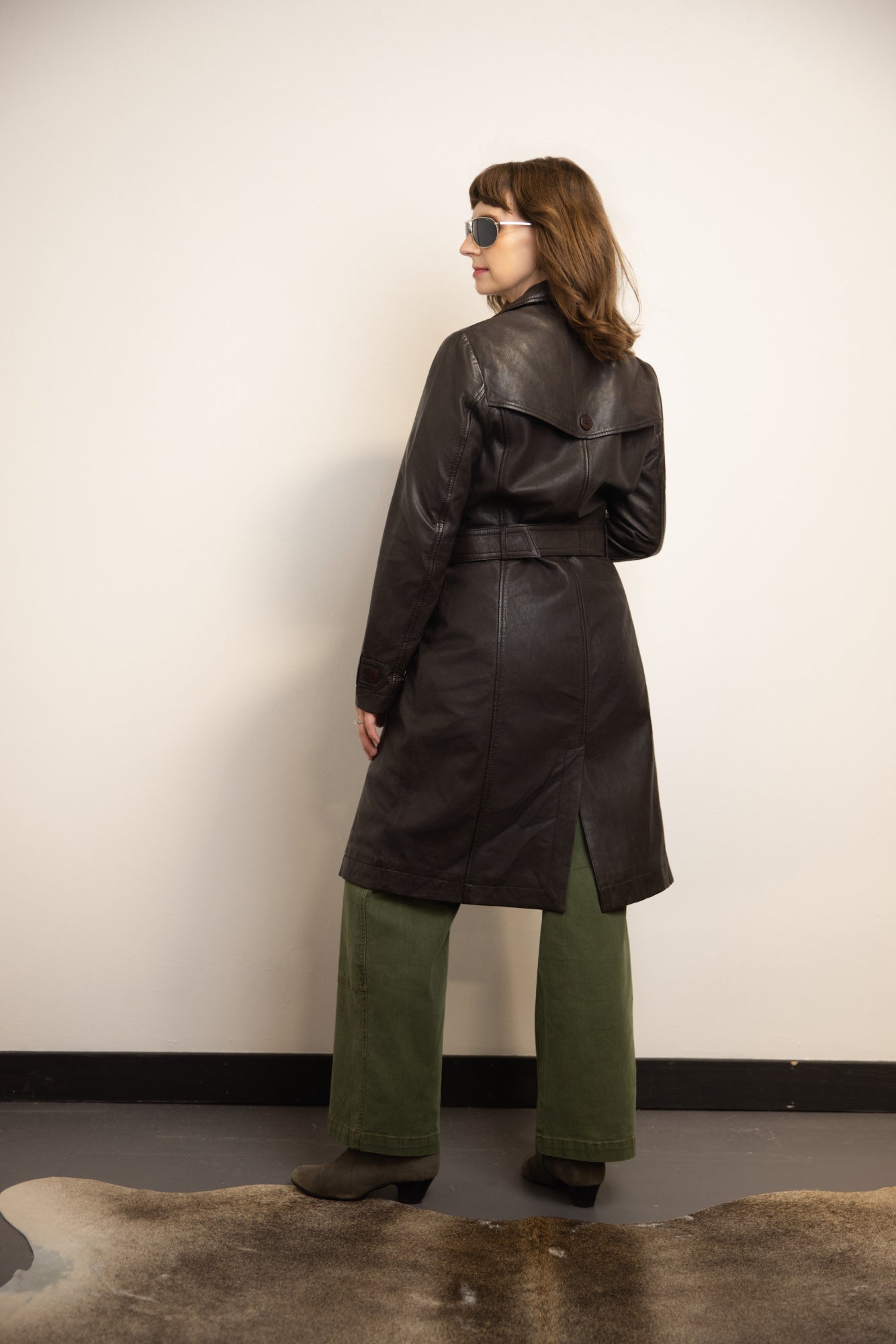 Leah Classic Leather Trench Coat