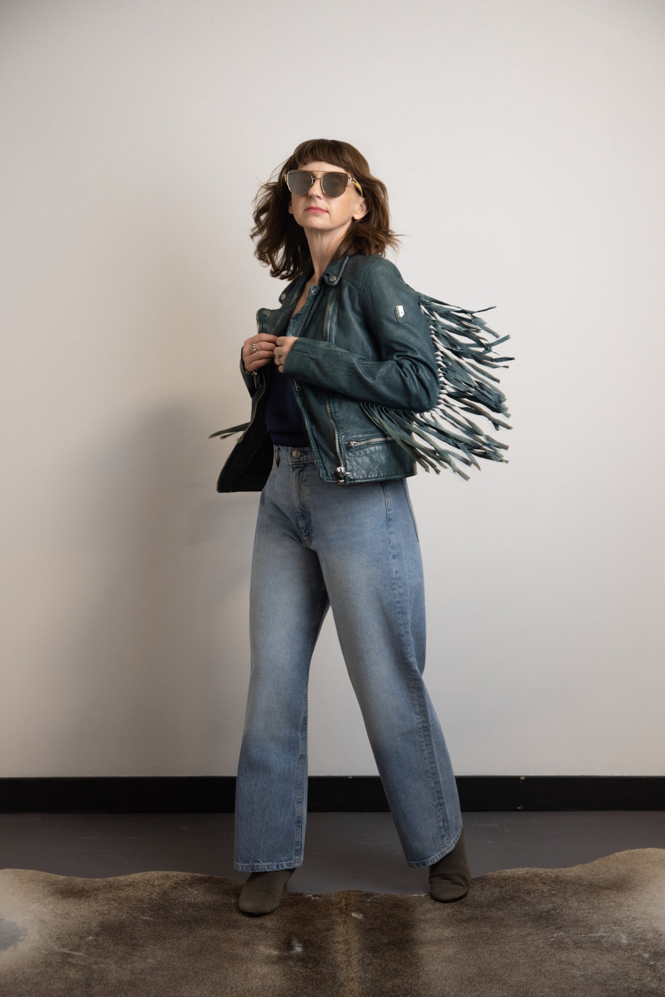 Zoe Fringed Leather Moto Jacket