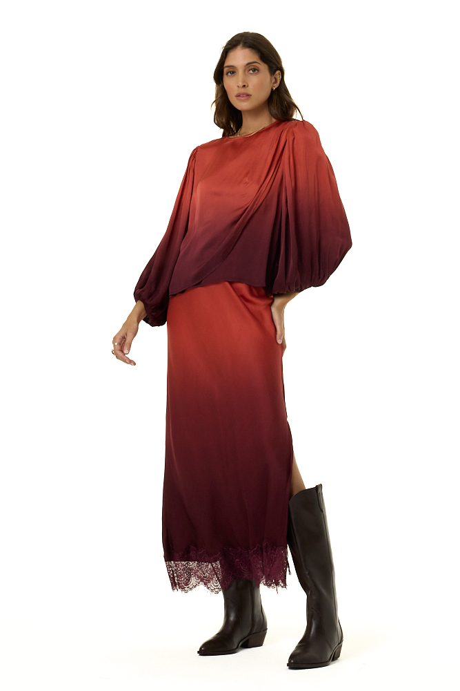 YFB Felicia Lace Midi Skirt - Mud Ombre
