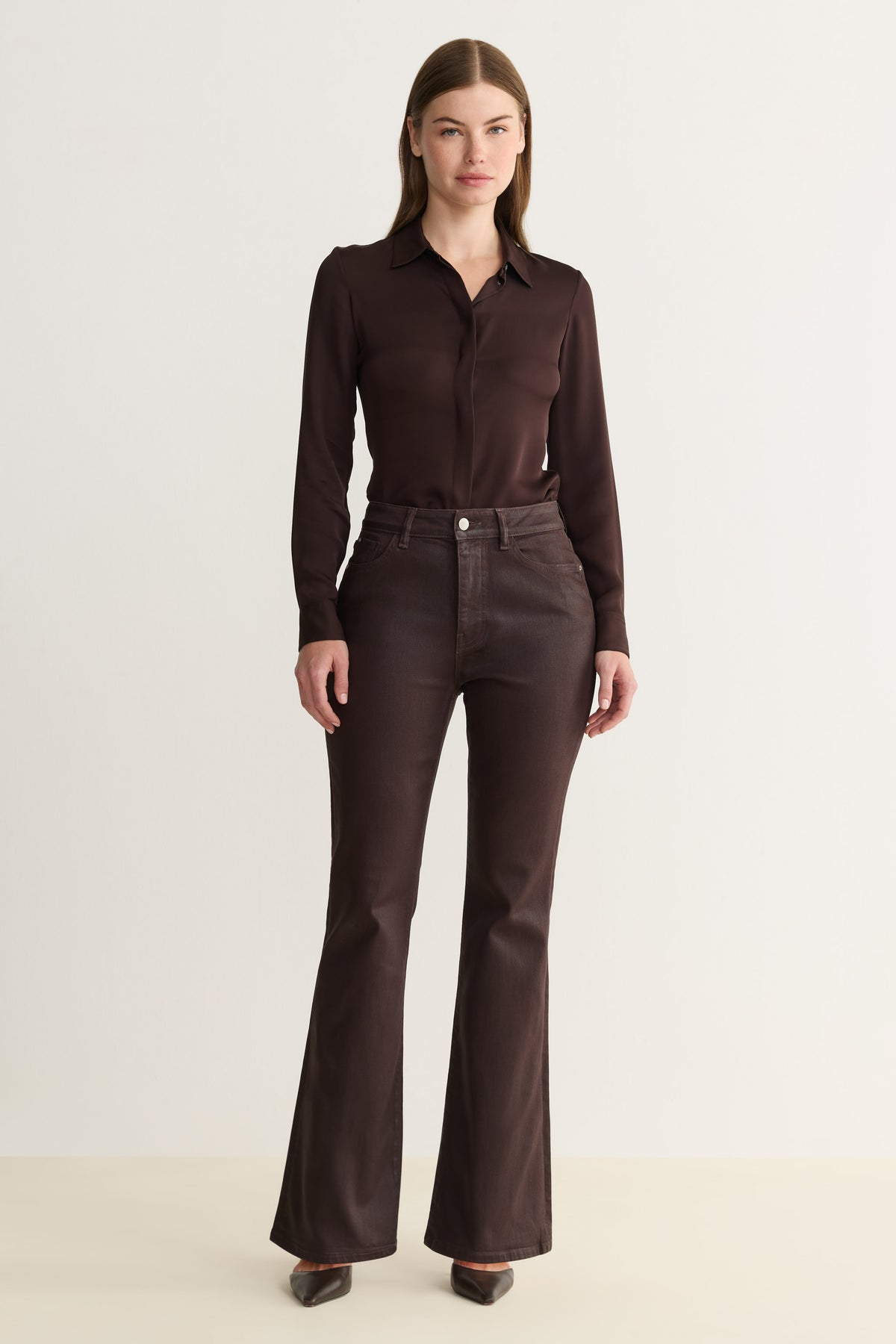 NAO Stretch High Rise Bootcut - Coated Americano