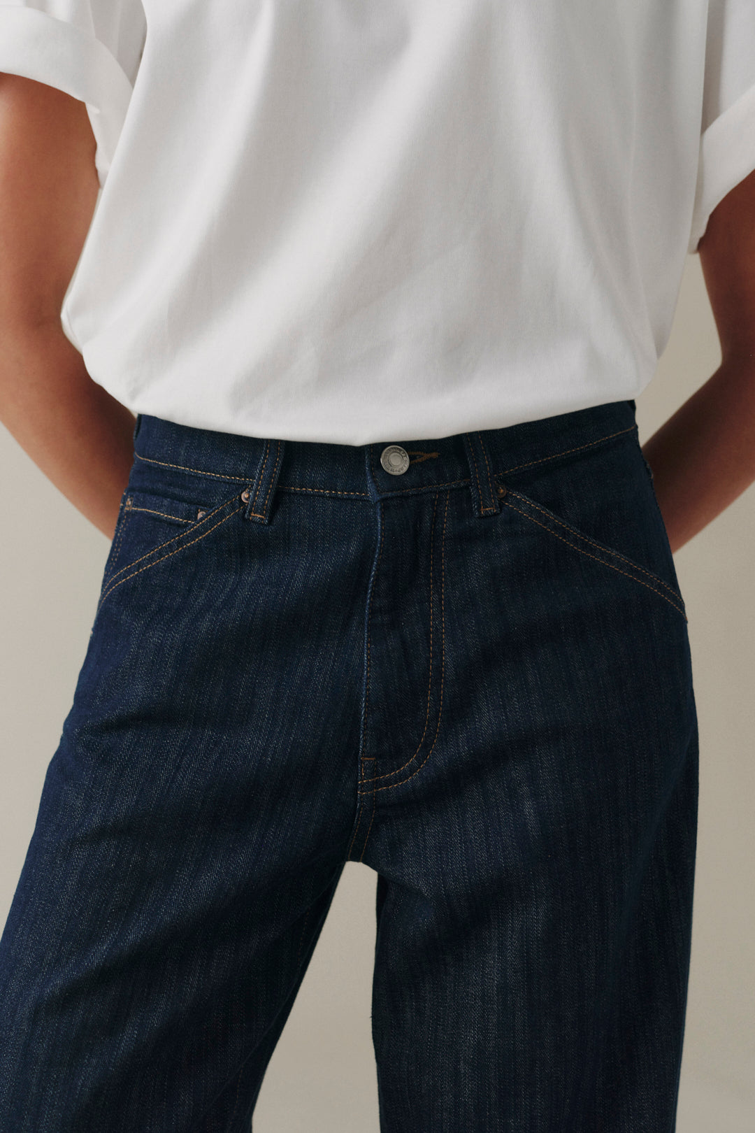 Warp+Weft BNA Soft Curve Barrel Jeans - Indigo Pinstripe