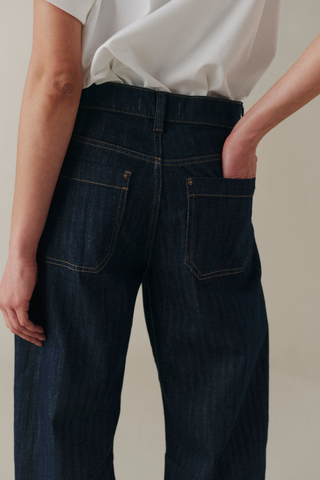 Warp+Weft BNA Soft Curve Barrel Jeans - Indigo Pinstripe