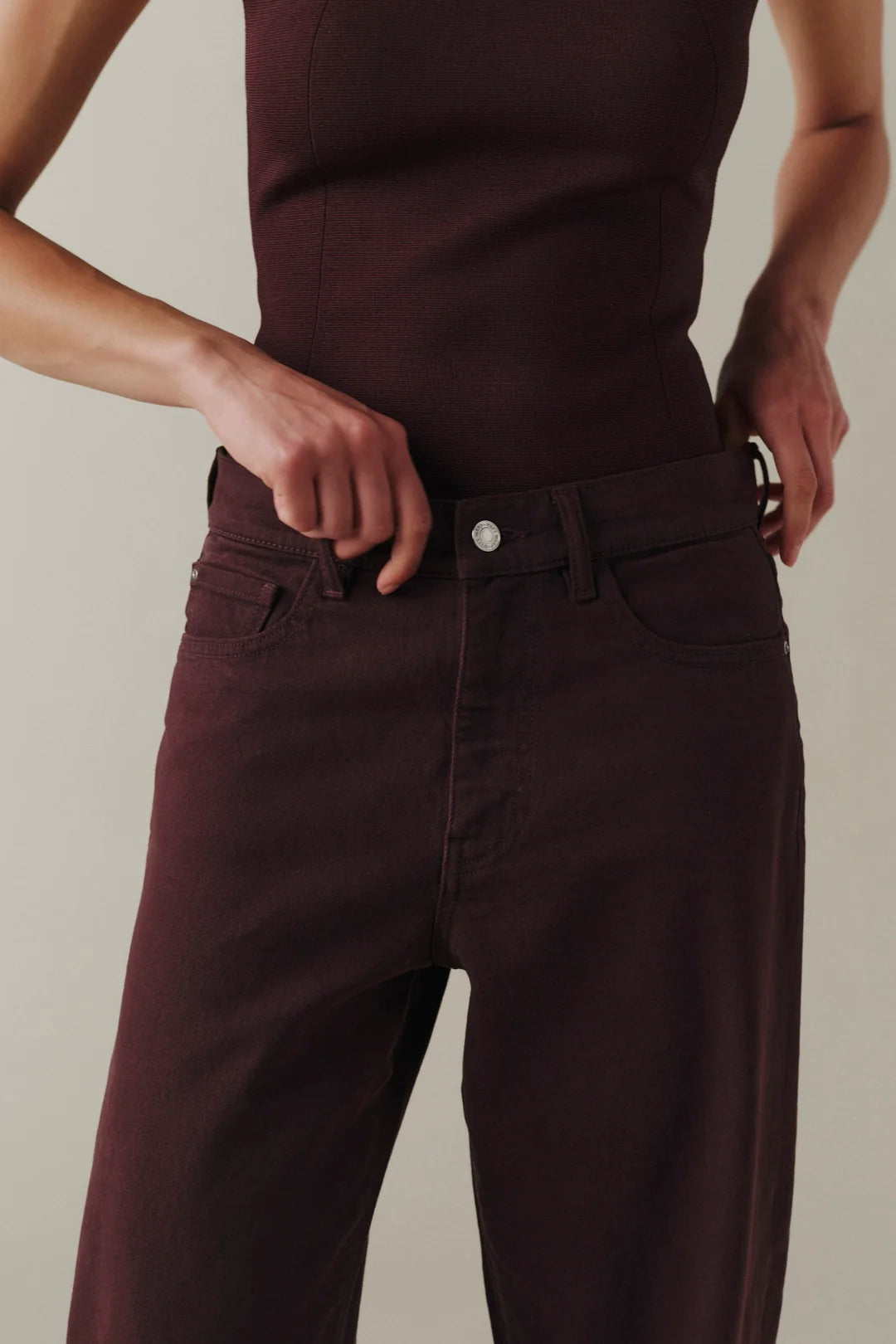 Warp+Weft BNA Soft Curve Barrel Jeans - Garnet