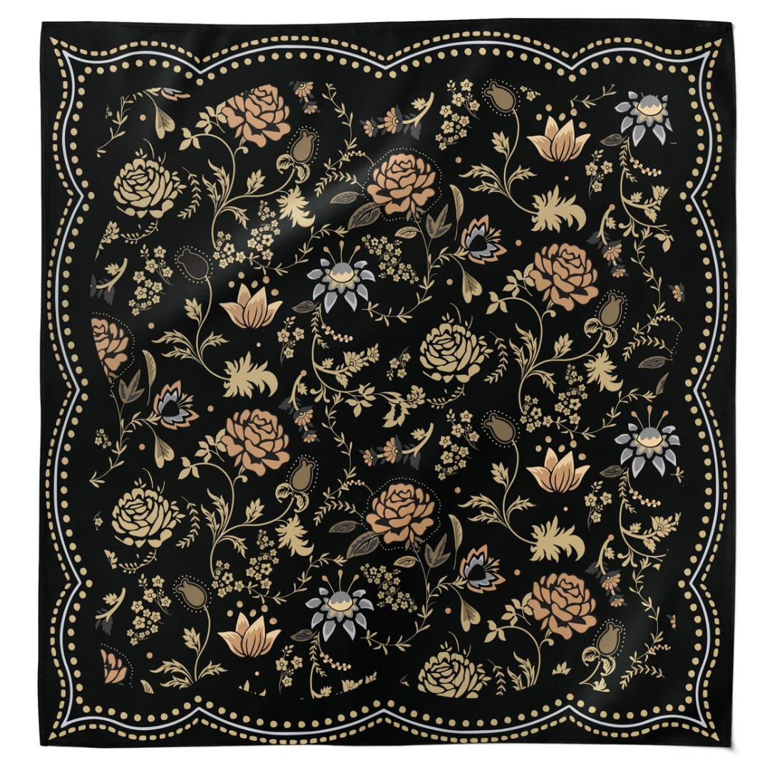 Sendero Black Floral Bandana Scarf