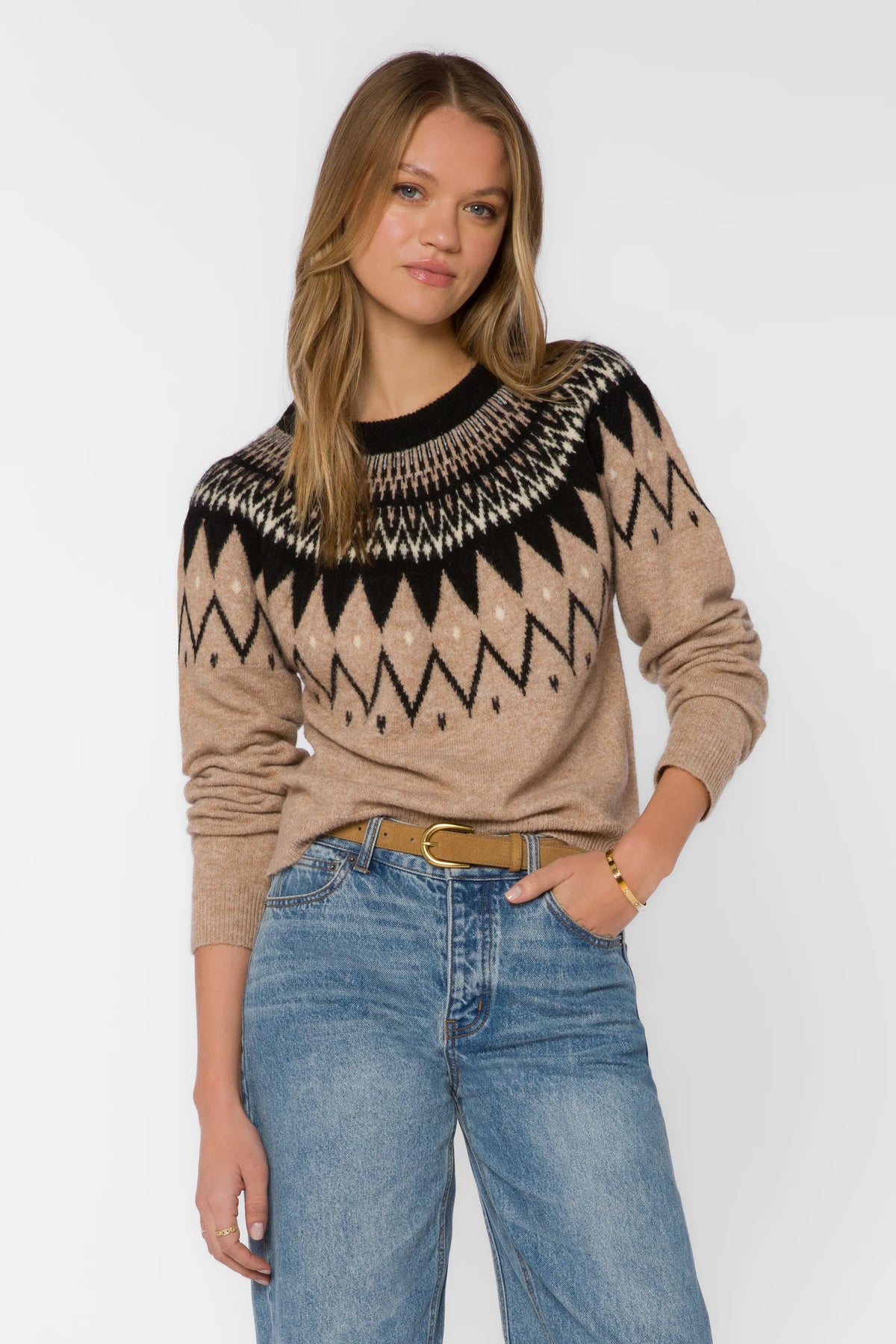 Velvet Heart Delvine Nordic Knit Sweater - Dune