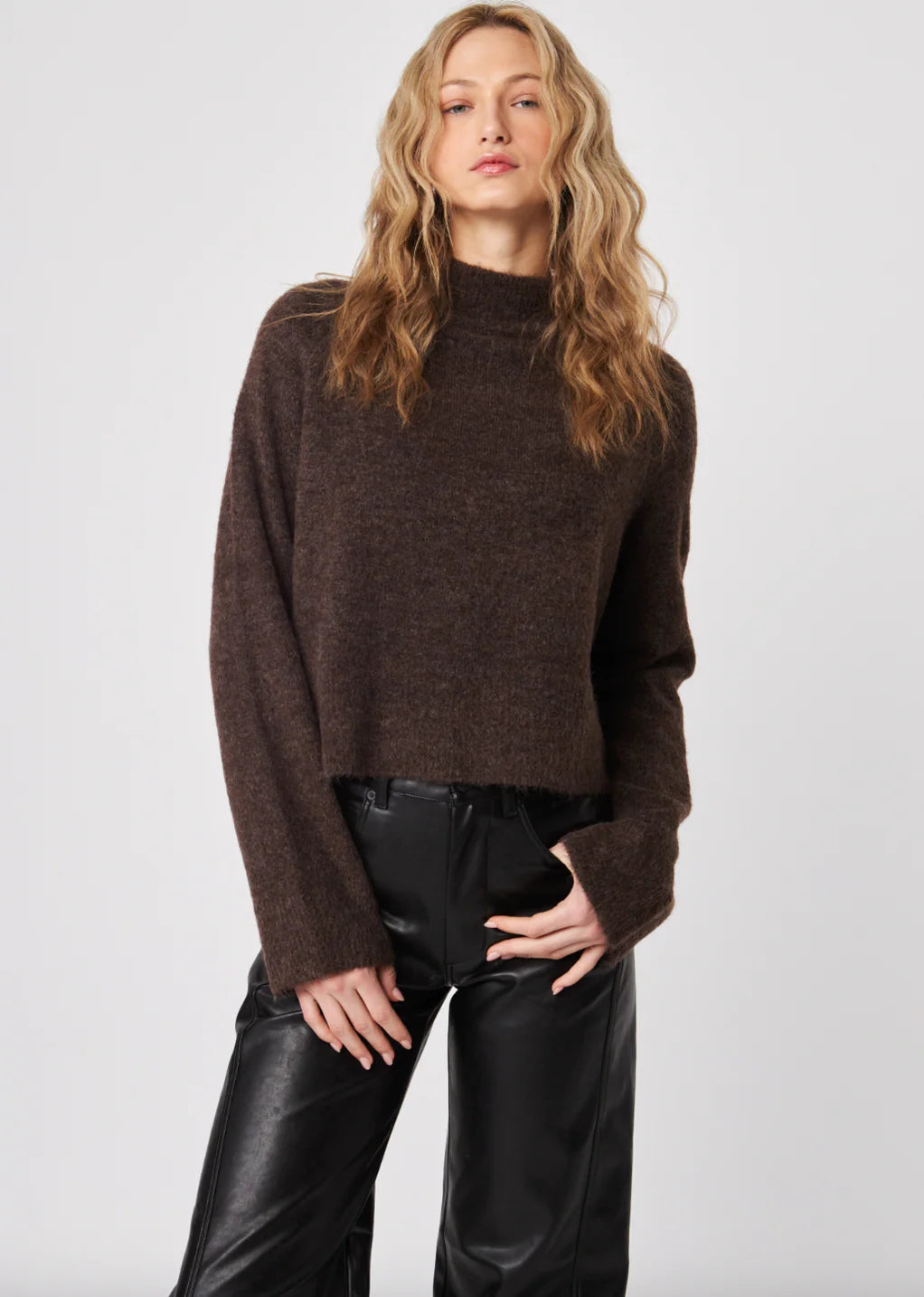 Oliver Mock Neck Sweater - Chocolate