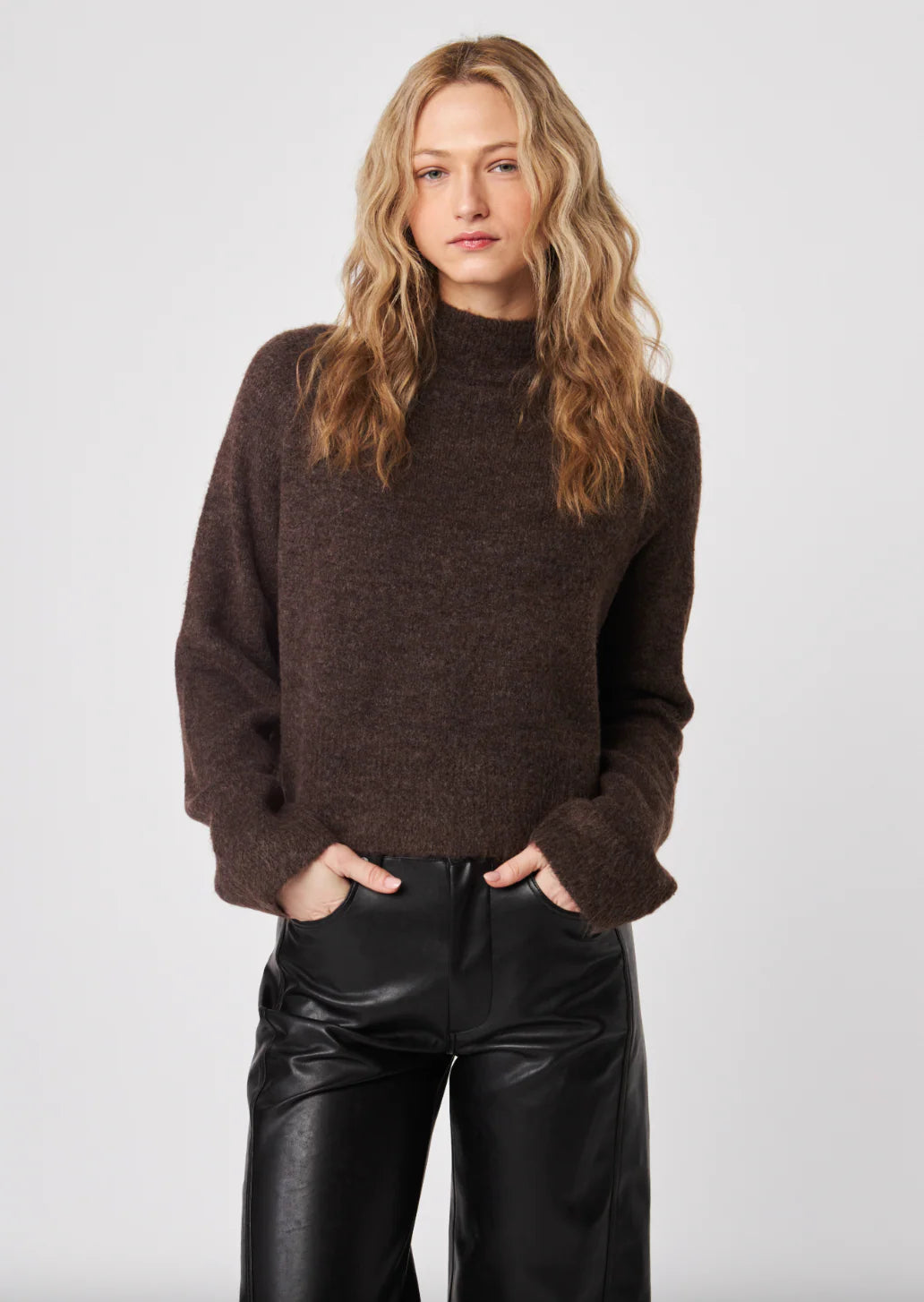 Oliver Mock Neck Sweater - Chocolate