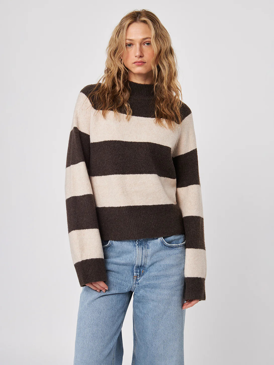 Edison Striped Sweater - Iced Mocha