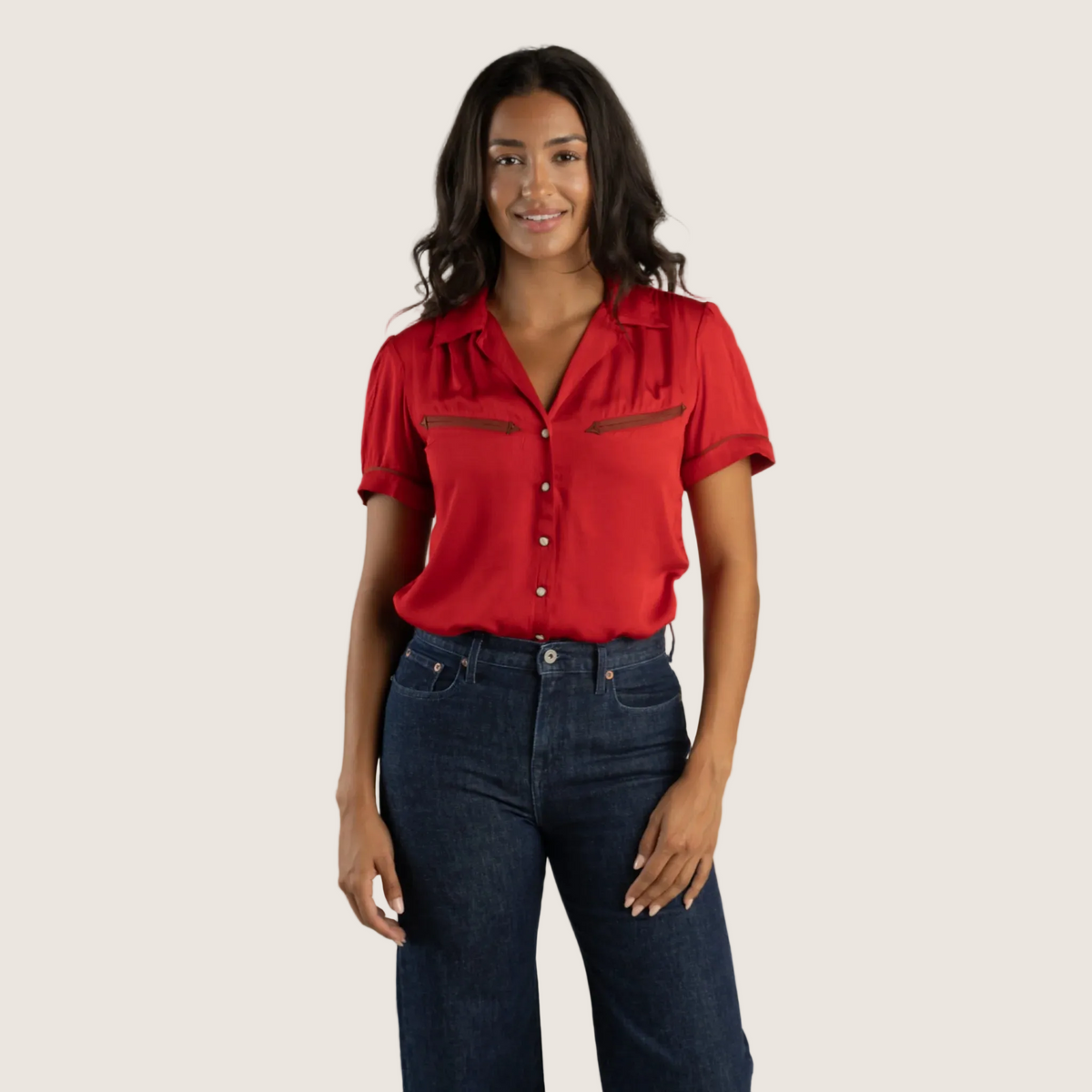 Sendero Cheyenne Western Blouse - Crimson