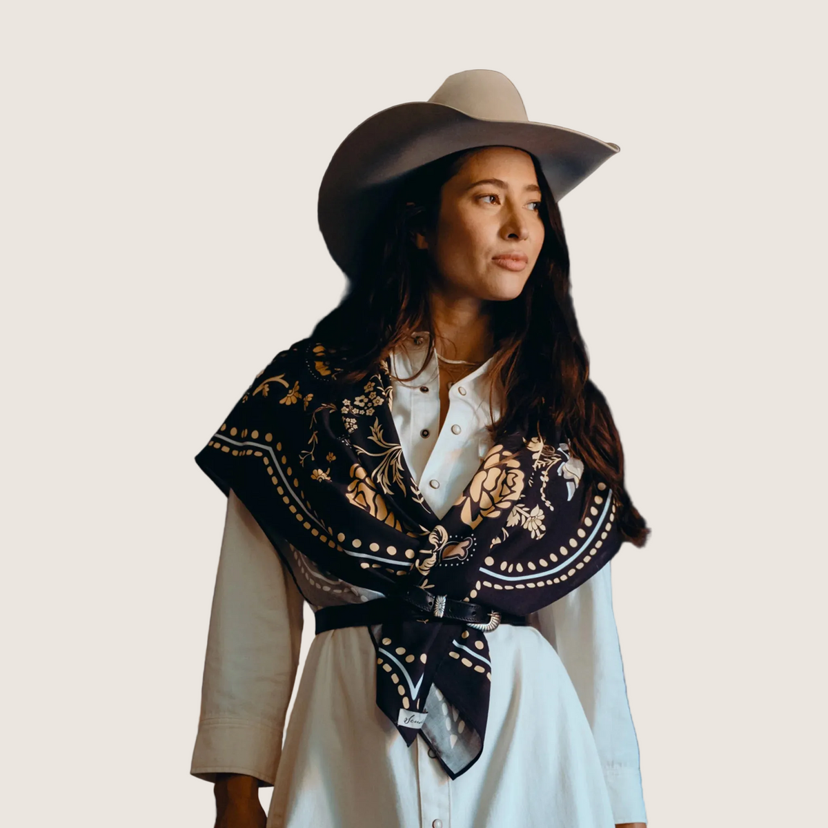 Sendero Black Floral Bandana Scarf