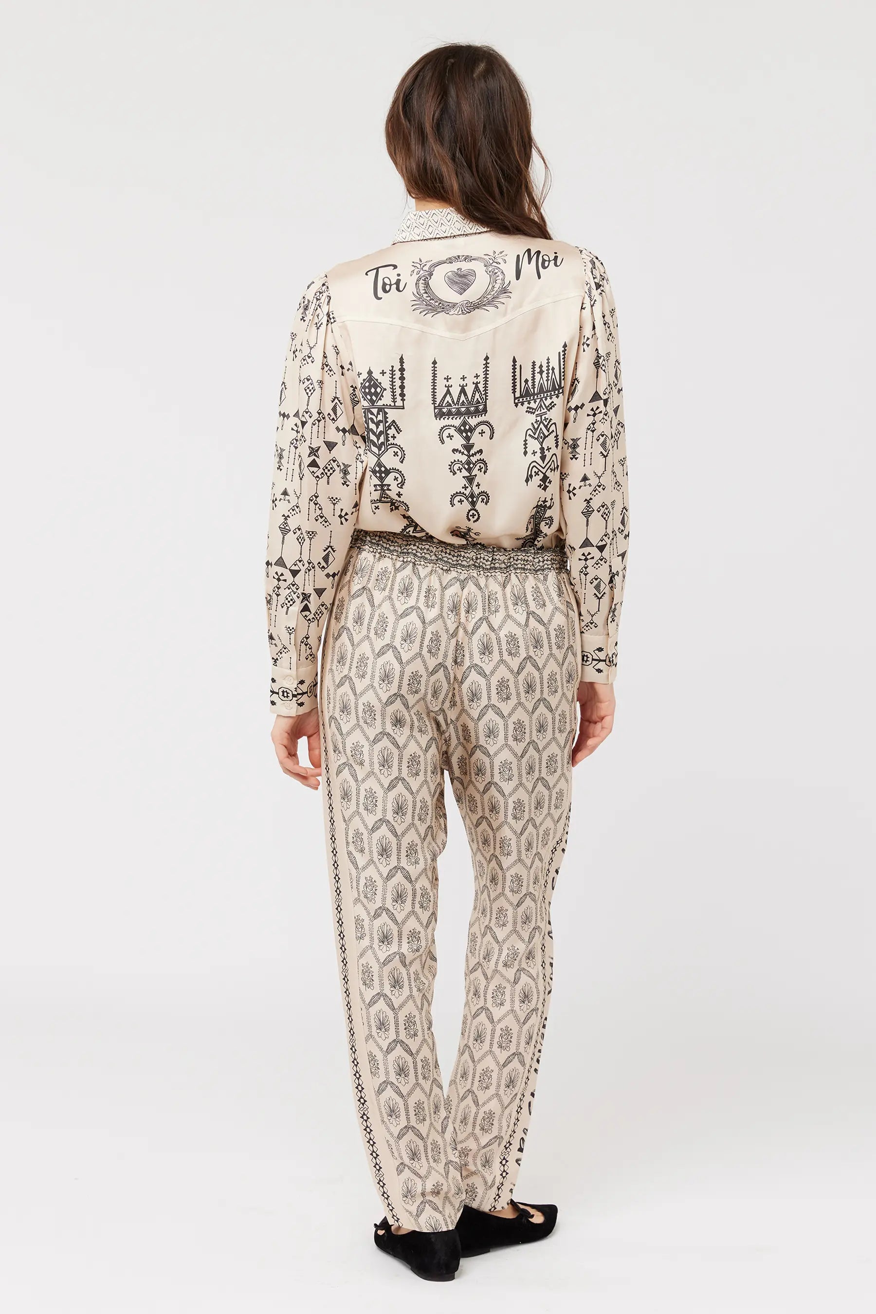 Ember Blossom Print Tapered Leg Track Pants