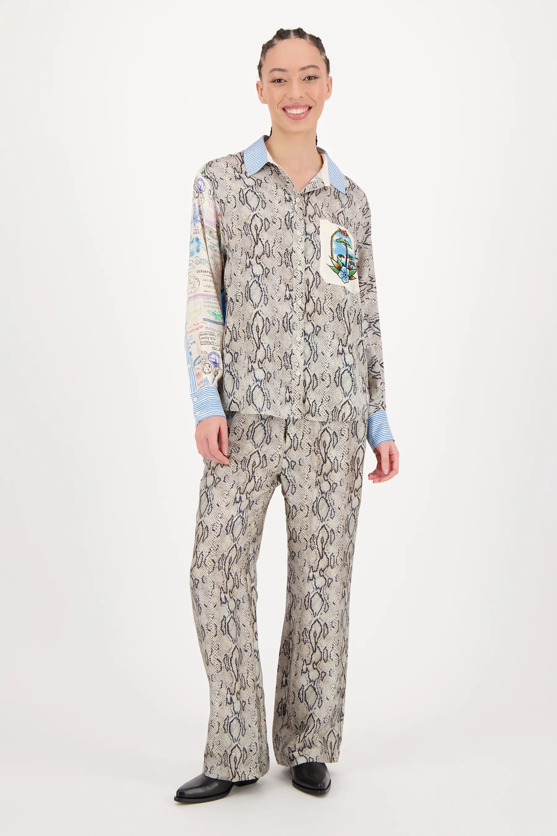 Bailey Snake Print Straight Leg Track Pants