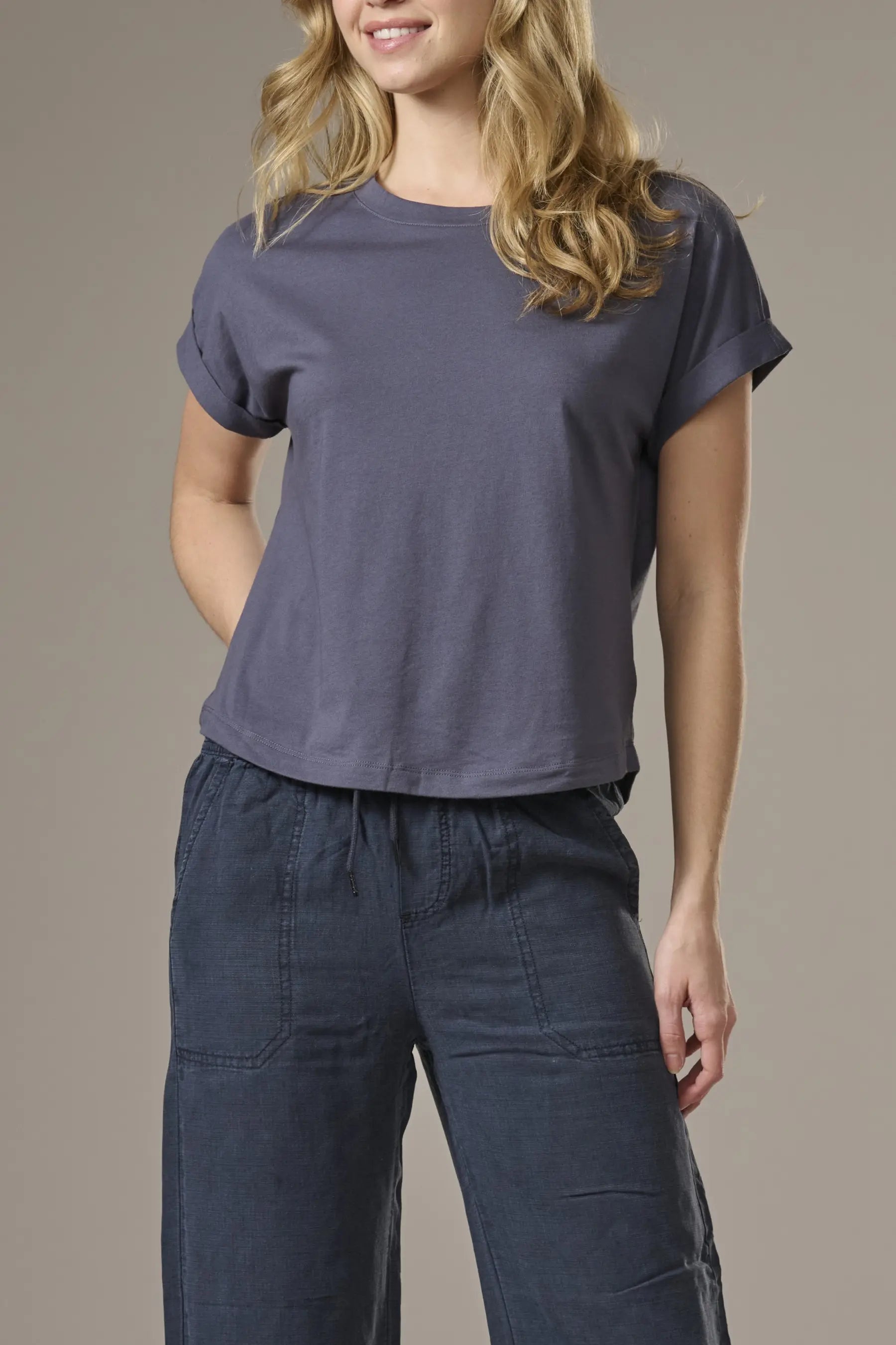 Skye Slub Tee - Ash Navy