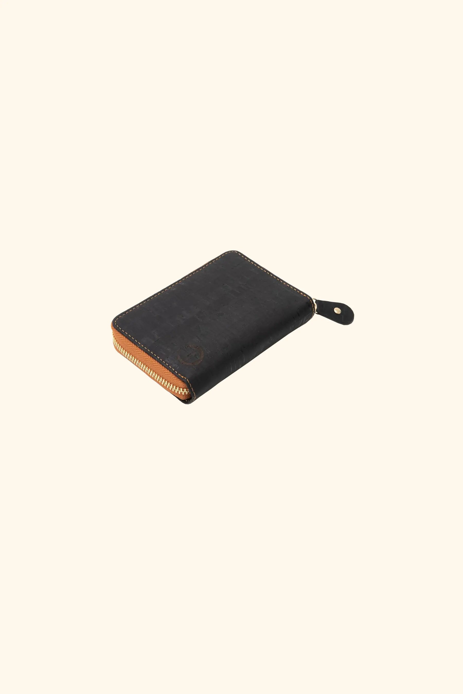 Cork Zip Up Wallet - Black