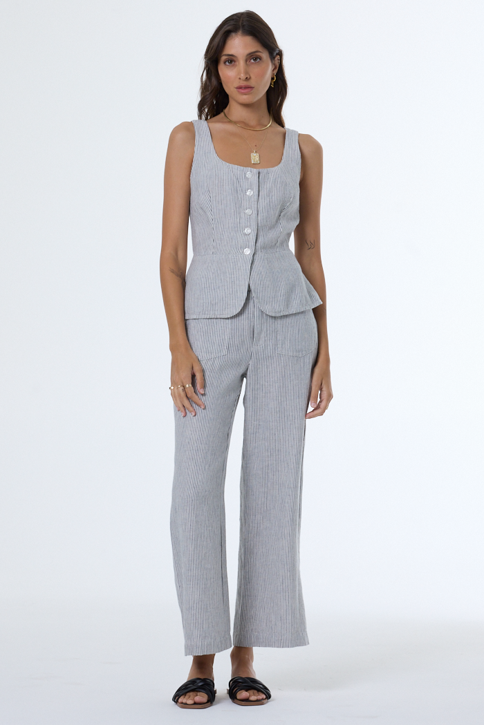 YFB Piper Rail Road Stripe Peplum Vest