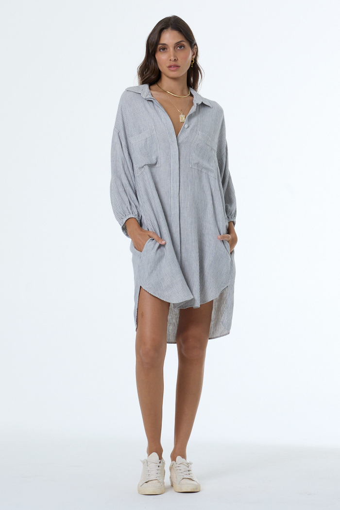 YFB Sand Dollar Rail Road Stripe Shirt Dress