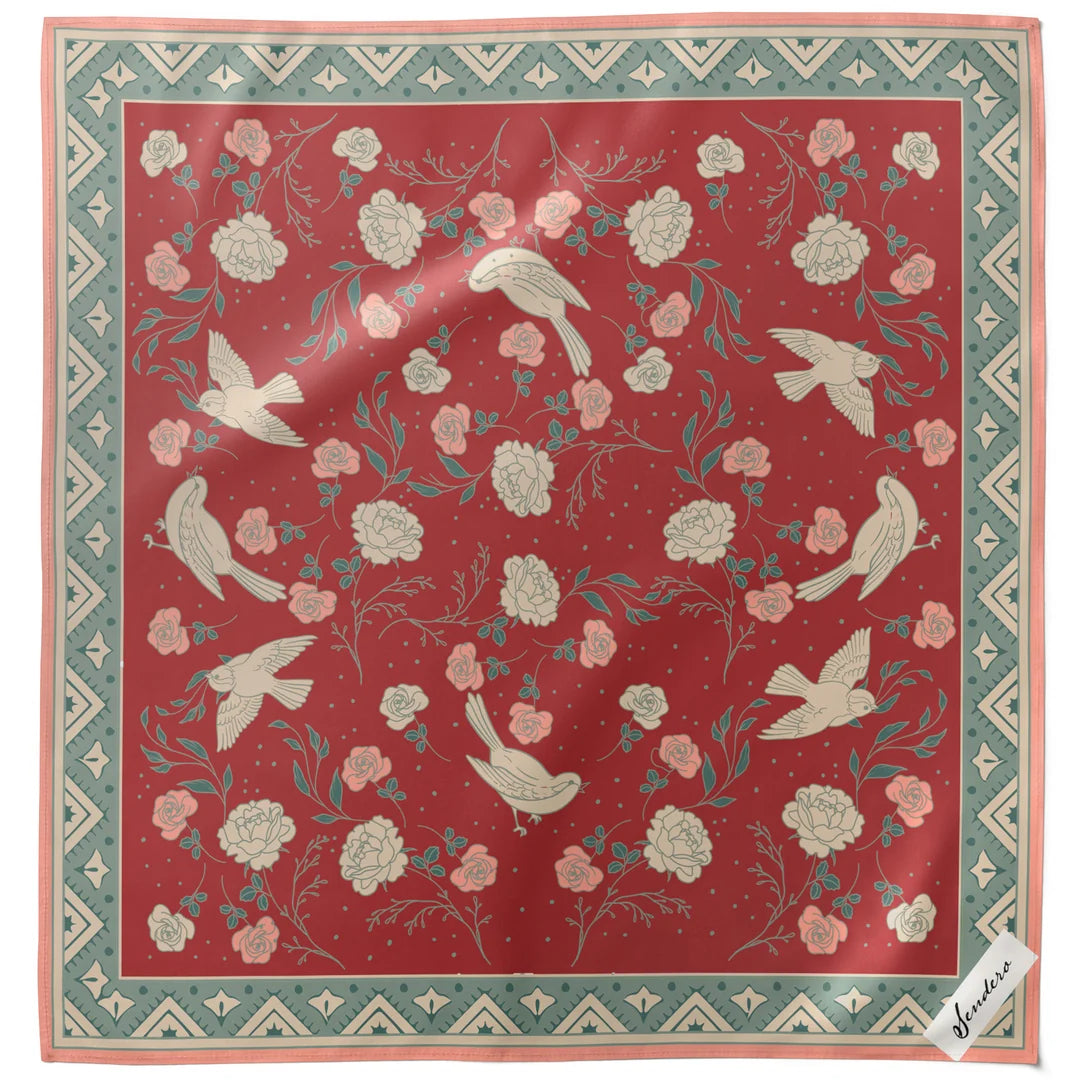 Sendero Rose Dove Bandana Scarf - Red