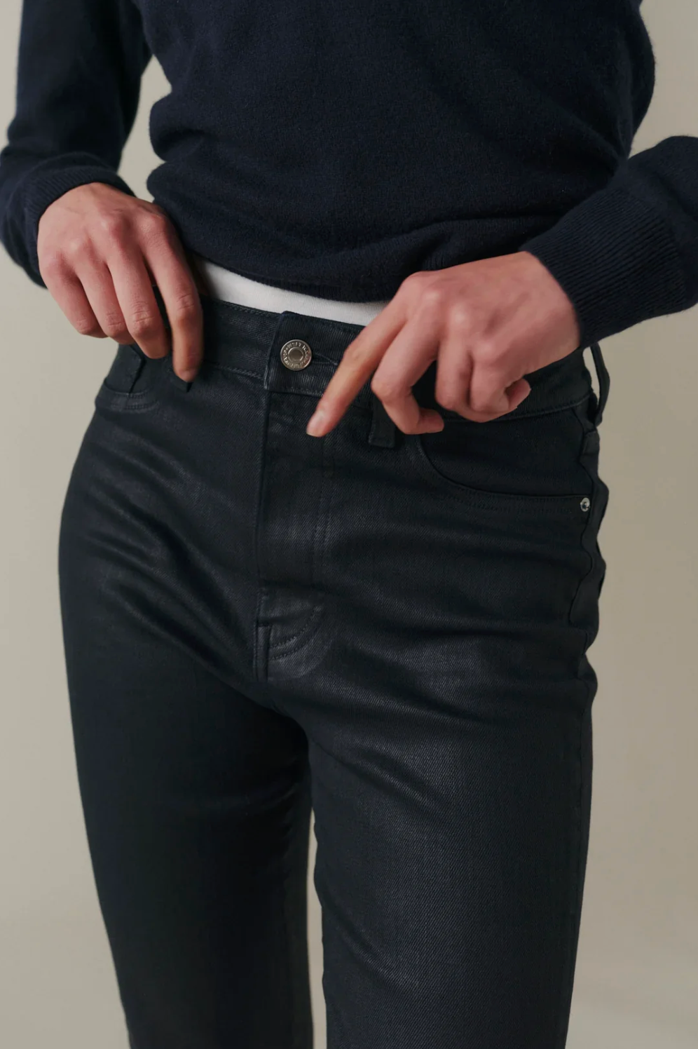 Warp + Weft Austin Stretch Coated Bootcut Jeans - Coated Knight