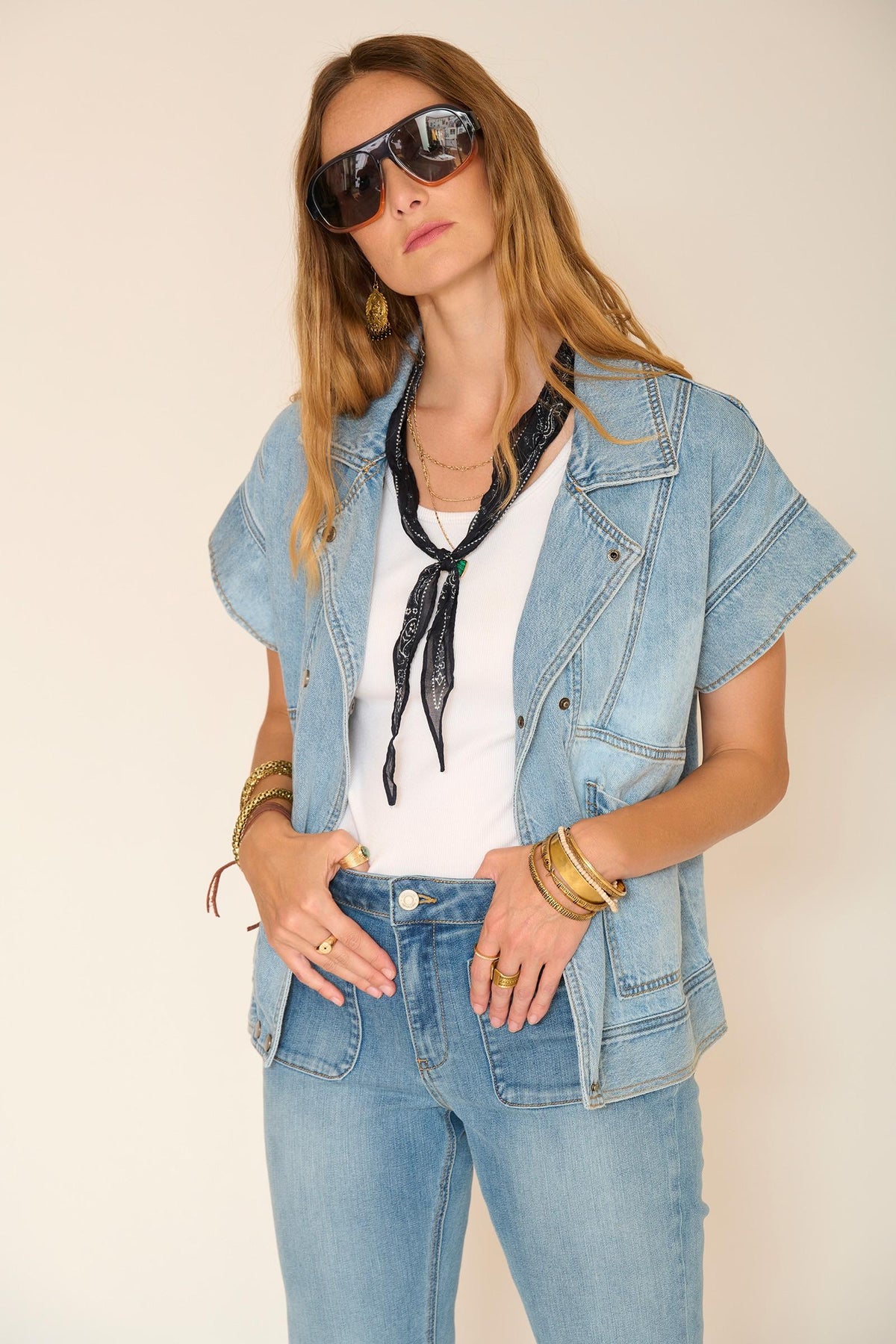 MKT Studio Wagner Denim Vest - Osaka Blue