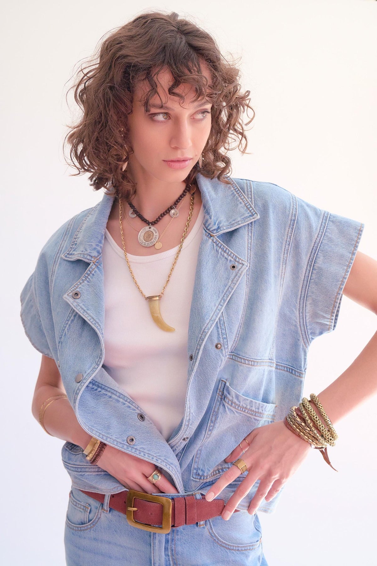MKT Studio Wagner Denim Vest - Osaka Blue